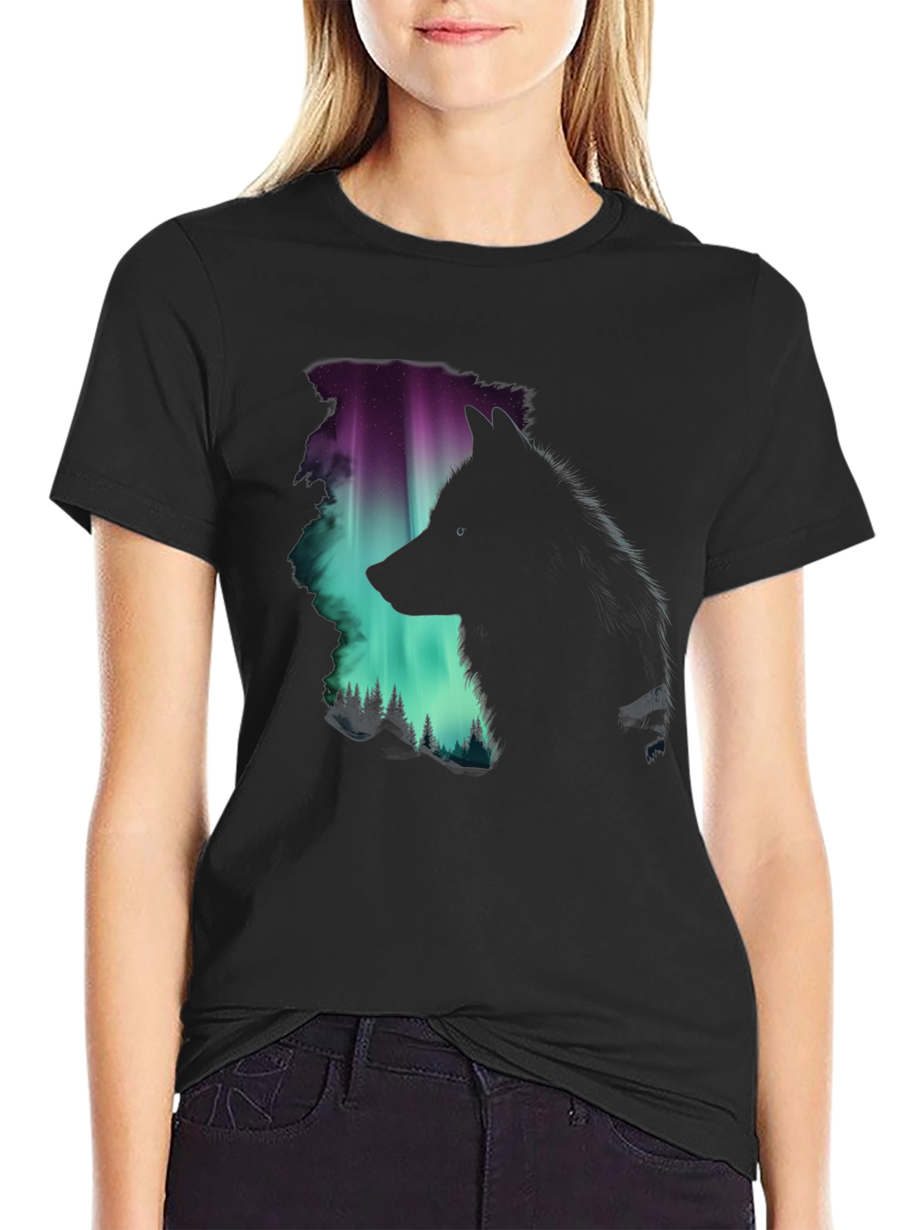 Wolf Aurora Graphic Tee - Nature's Embrace - 2