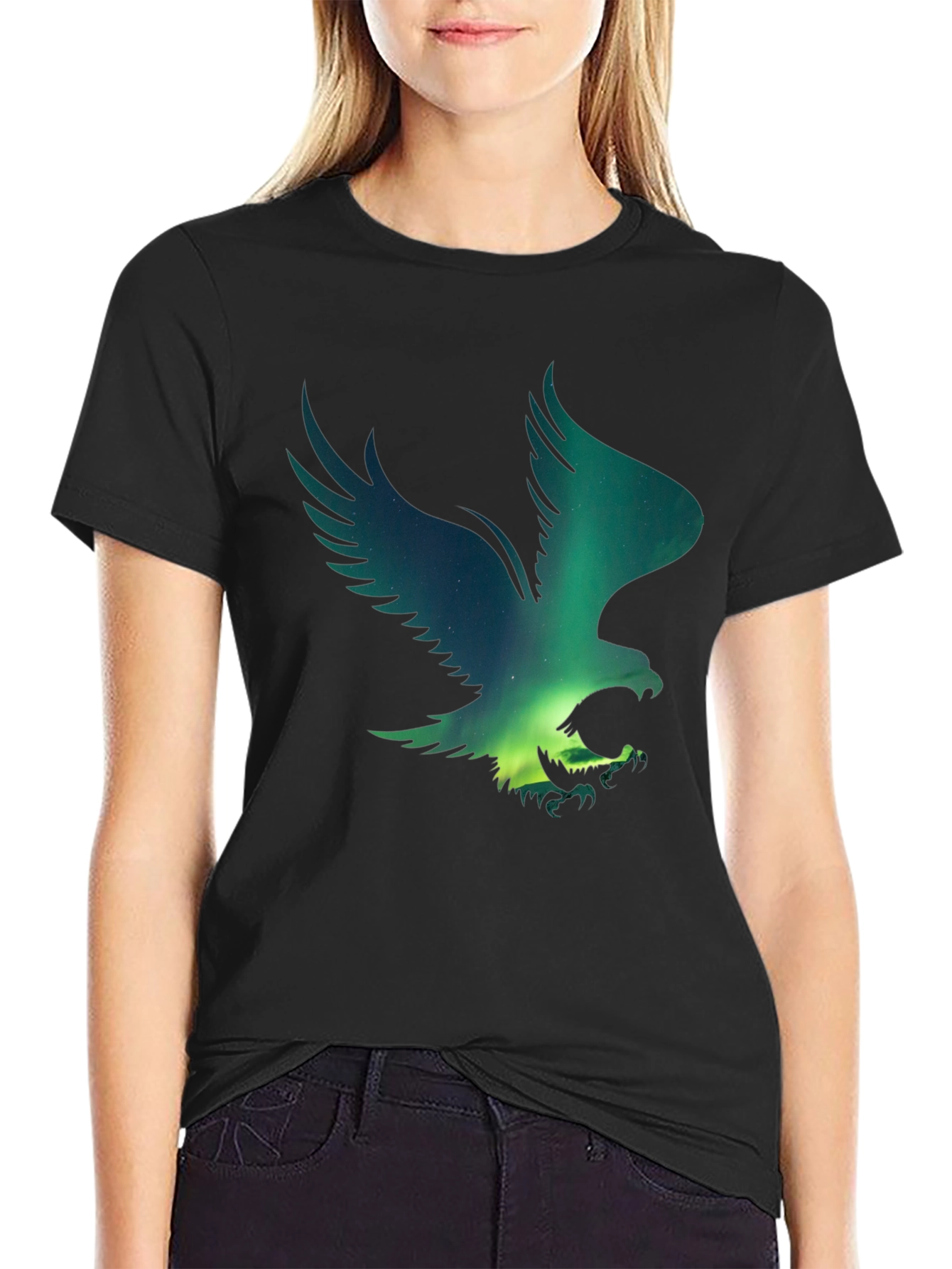 Black Eagle Aurora Graphic T-Shirt view 2