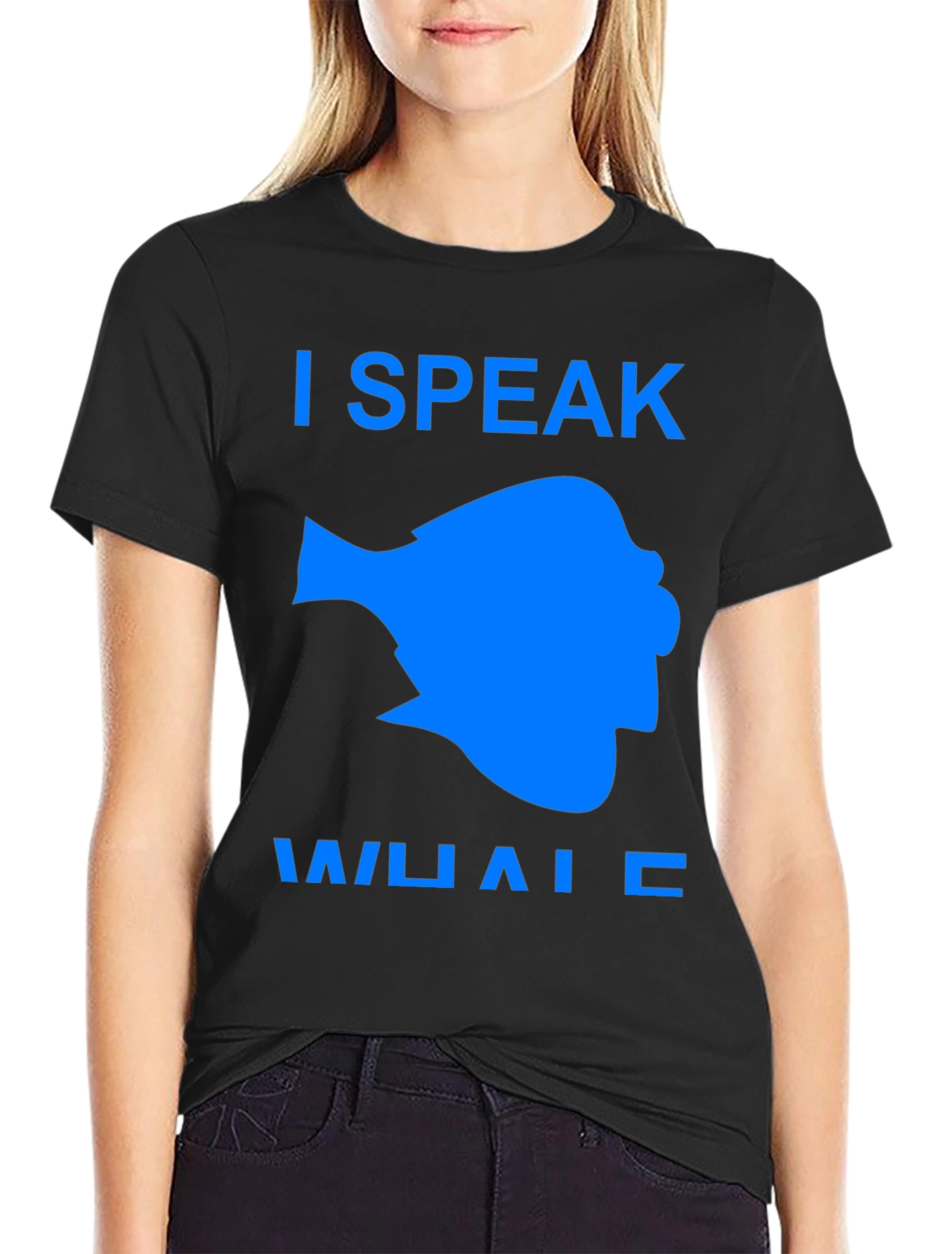 Black I Speak Whale Graphic T-Shirt view 2