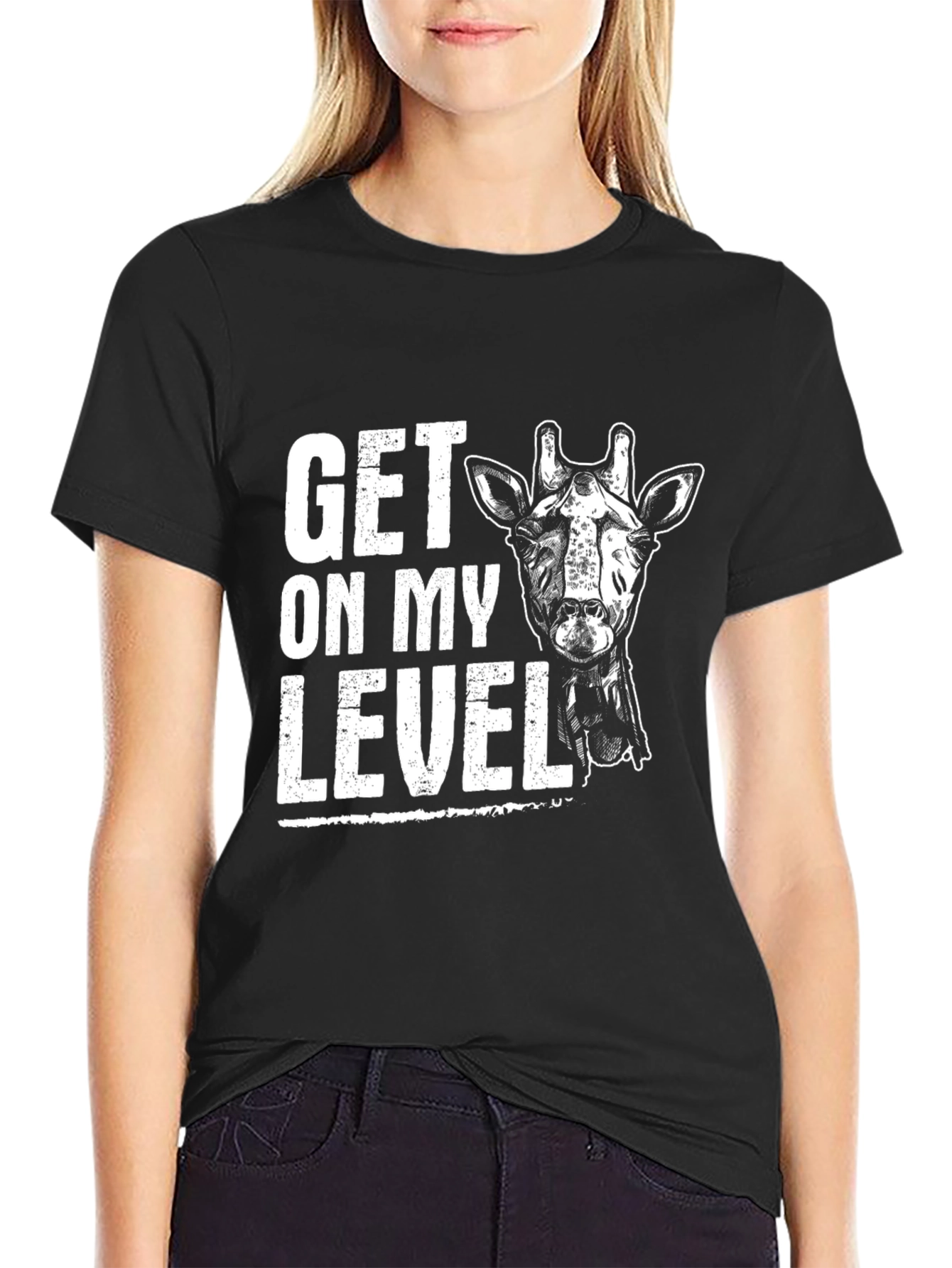 Black Get On My Level Giraffe Graphic Tee - Black view 2