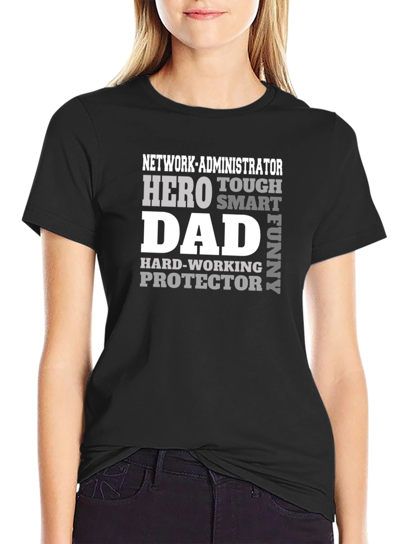 Black Network Admin Dad T-Shirt - Hero Protector Funny view 2
