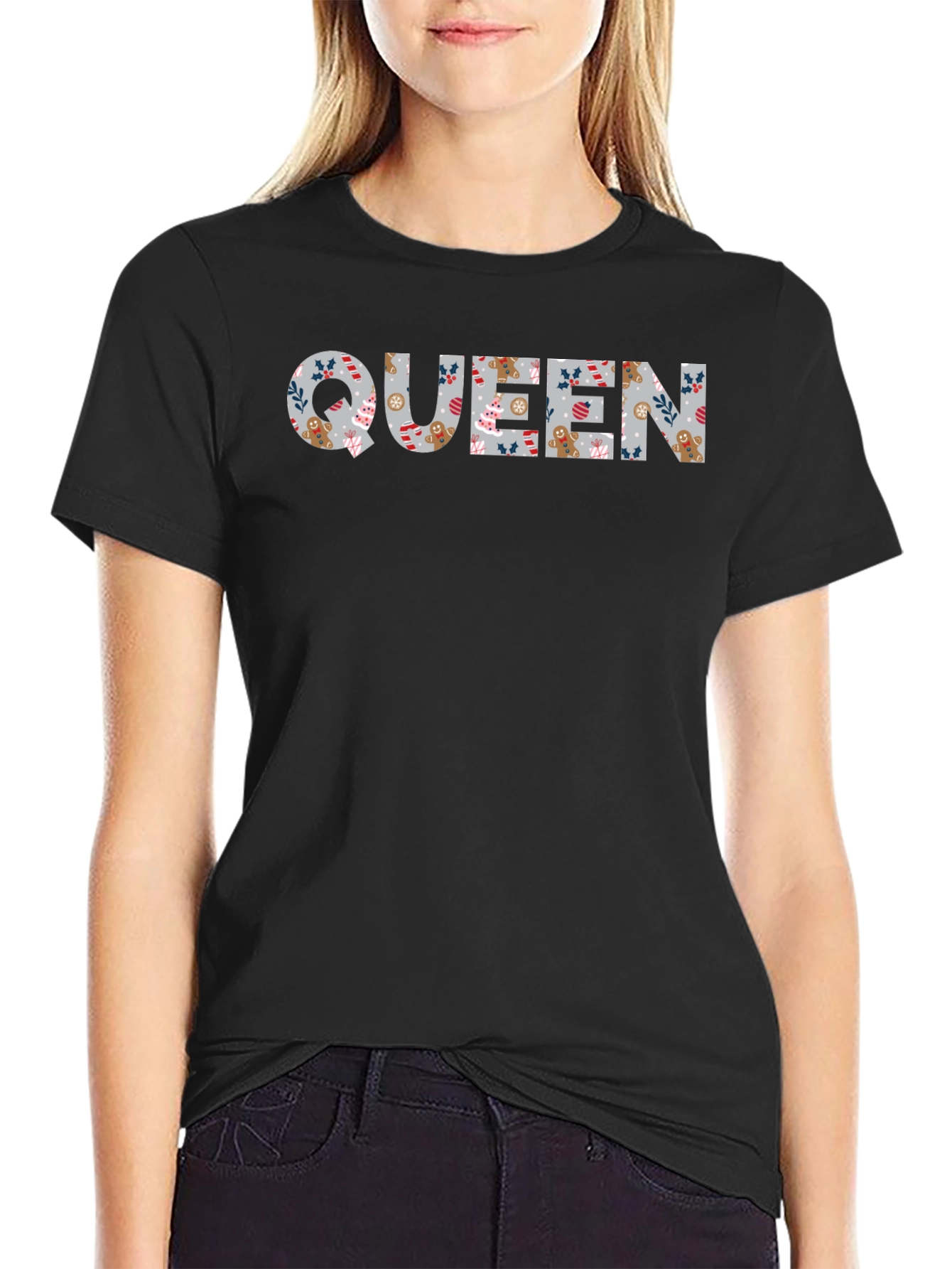 Black Queen Gingerbread Holiday T-Shirt view 2
