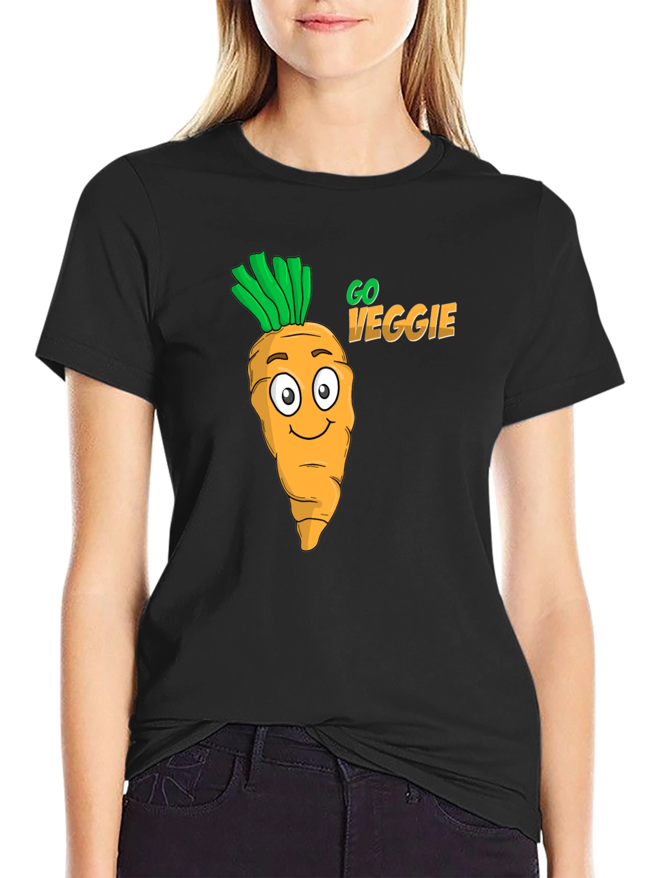 Black Go Veggie Black Graphic Tee view 2