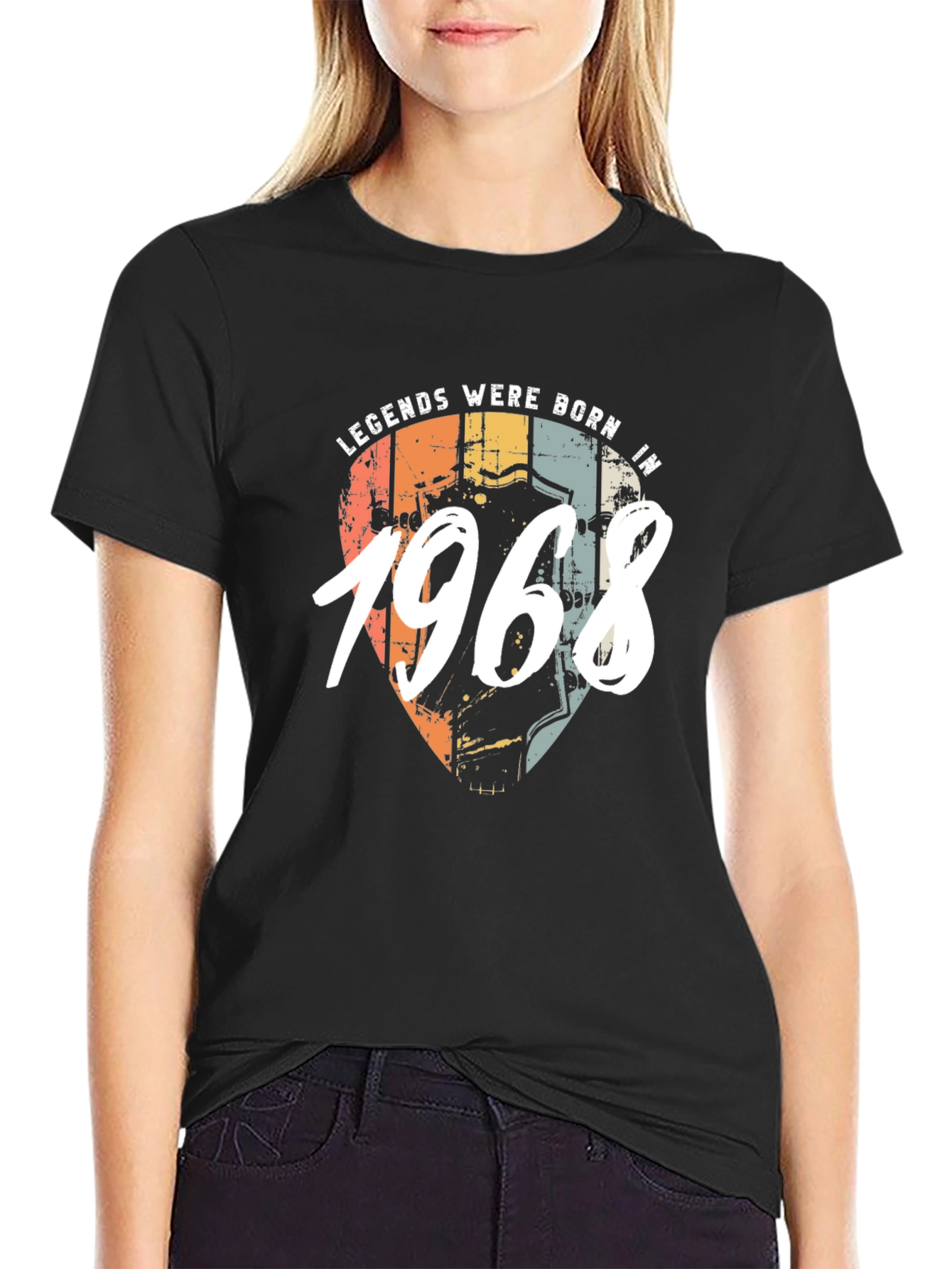 Black Legends Born In 1968 Black T-Shirt view 2