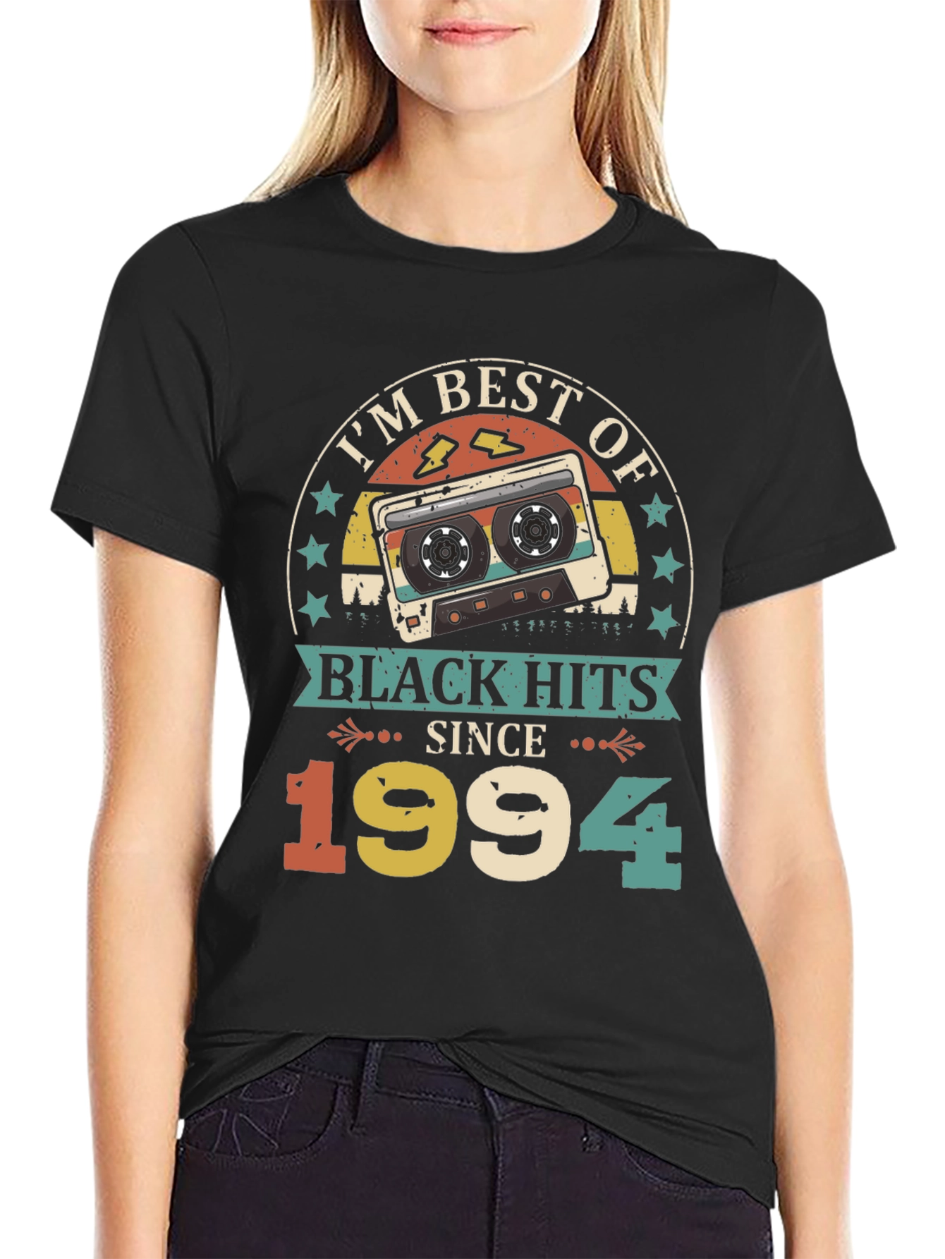 Black Best of Black Hits Since 1994 Retro Cassette T-Shirt view 2