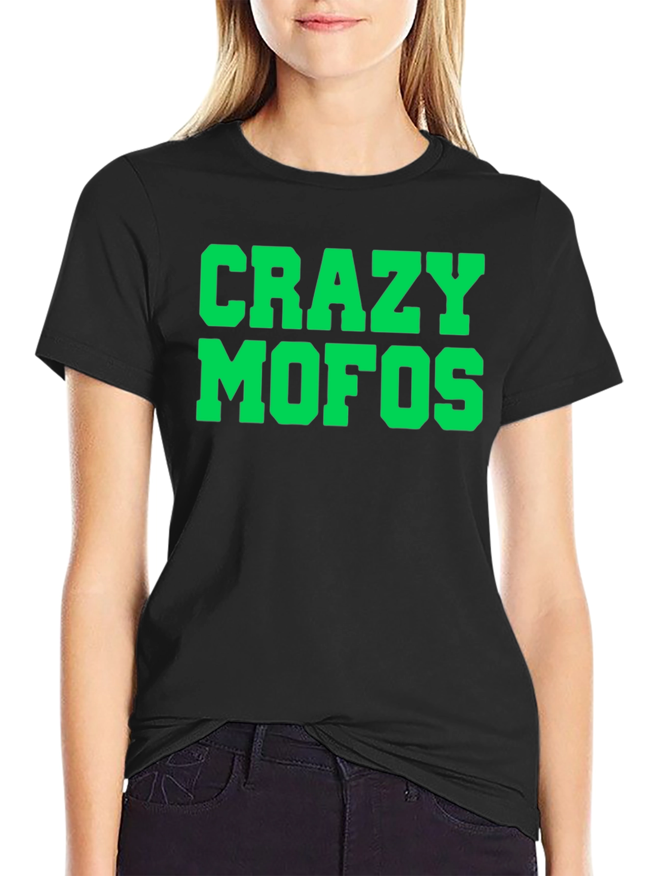 Black Crazy Mofos Graphic Tee - Bold Statement T-Shirt view 2