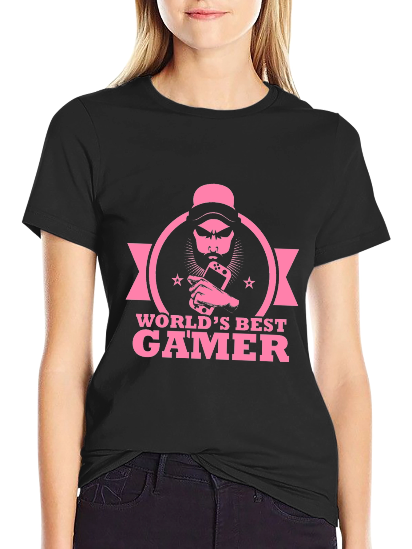 Black World's Best Gamer T-Shirt - Black Cotton Tee view 2