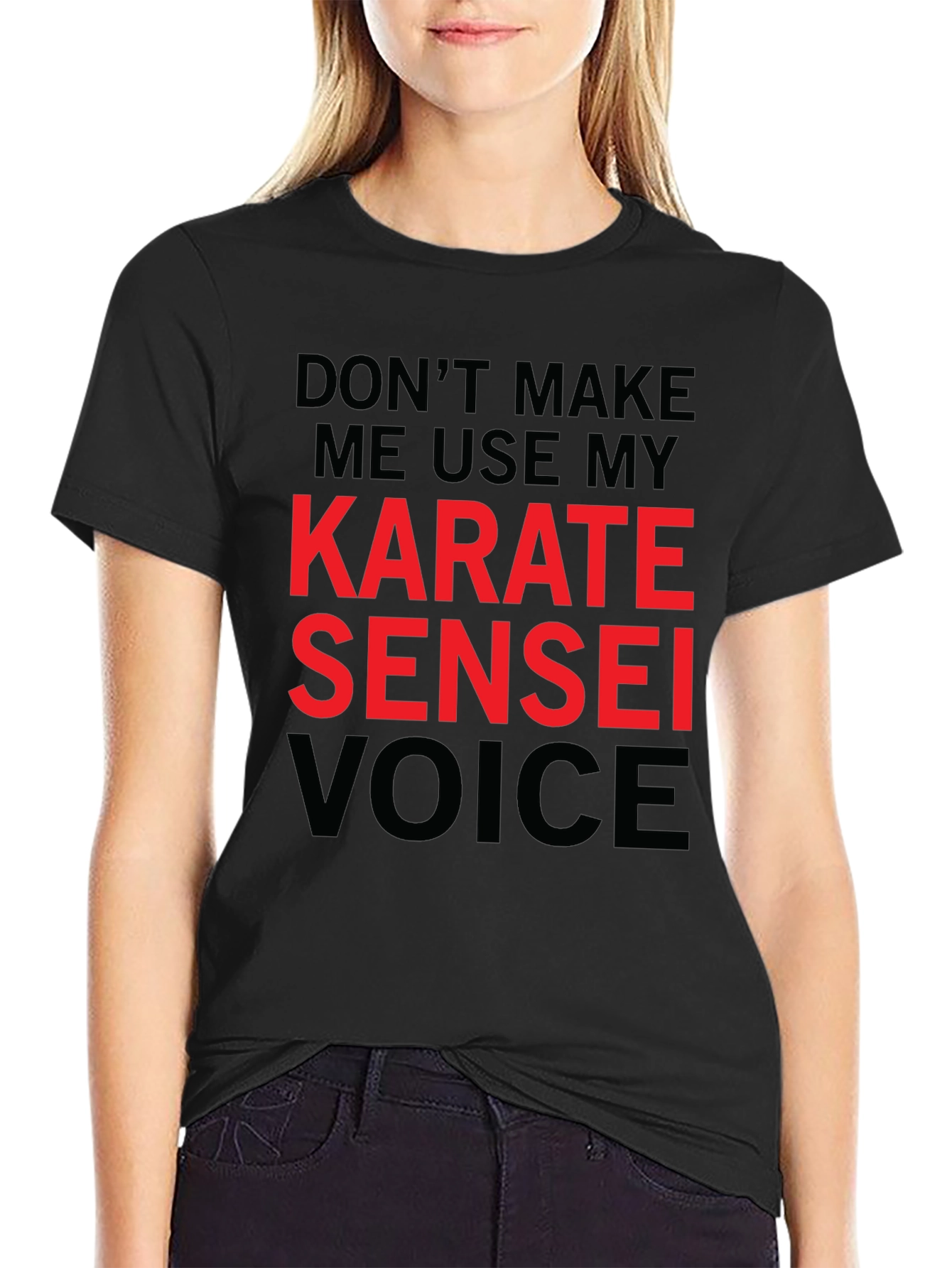 Black Karate Sensei Voice T-Shirt Funny Martial Arts Tee view 2