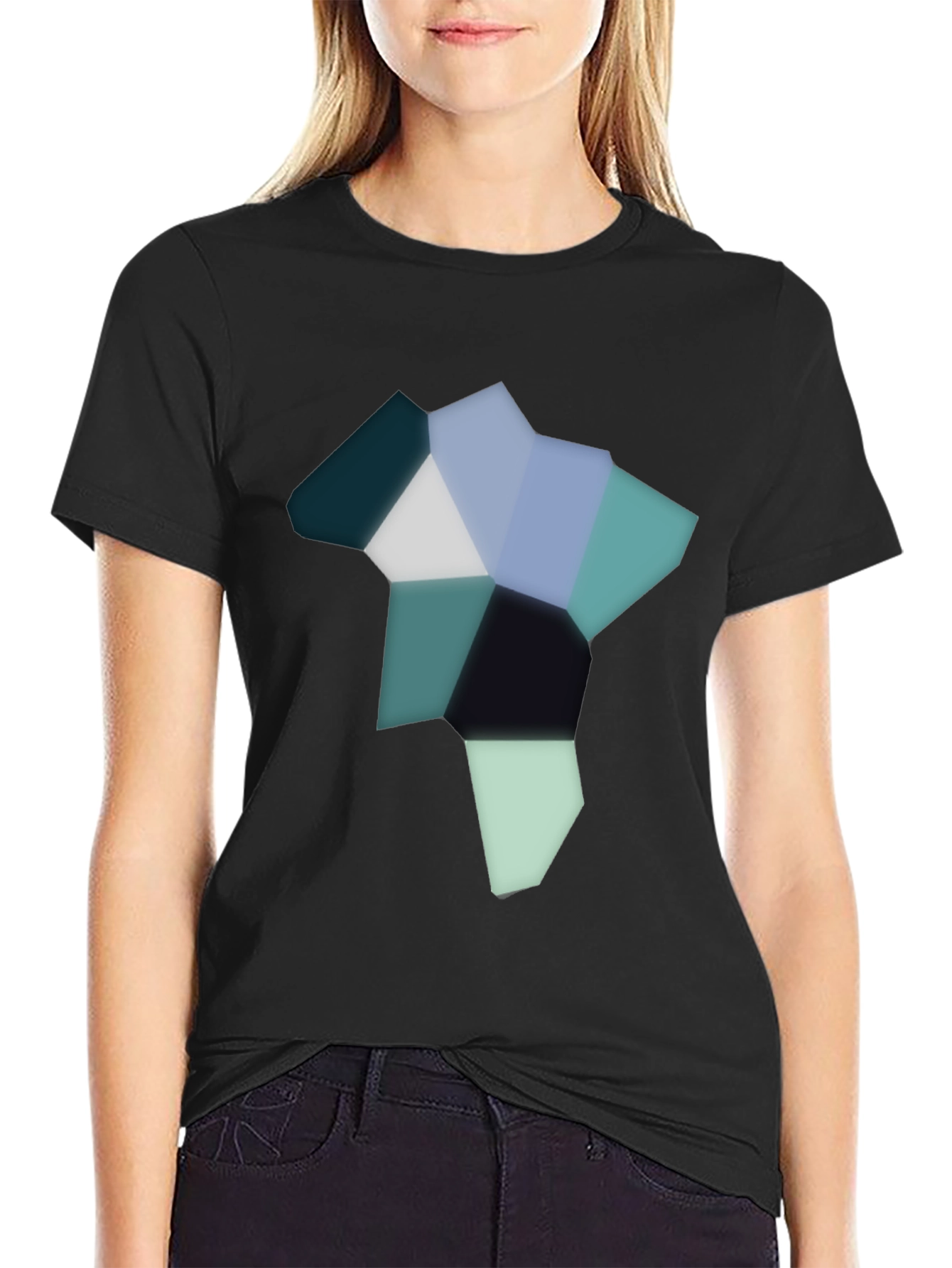 Black Abstract Geometric Graphic Tee - Modern Style view 2