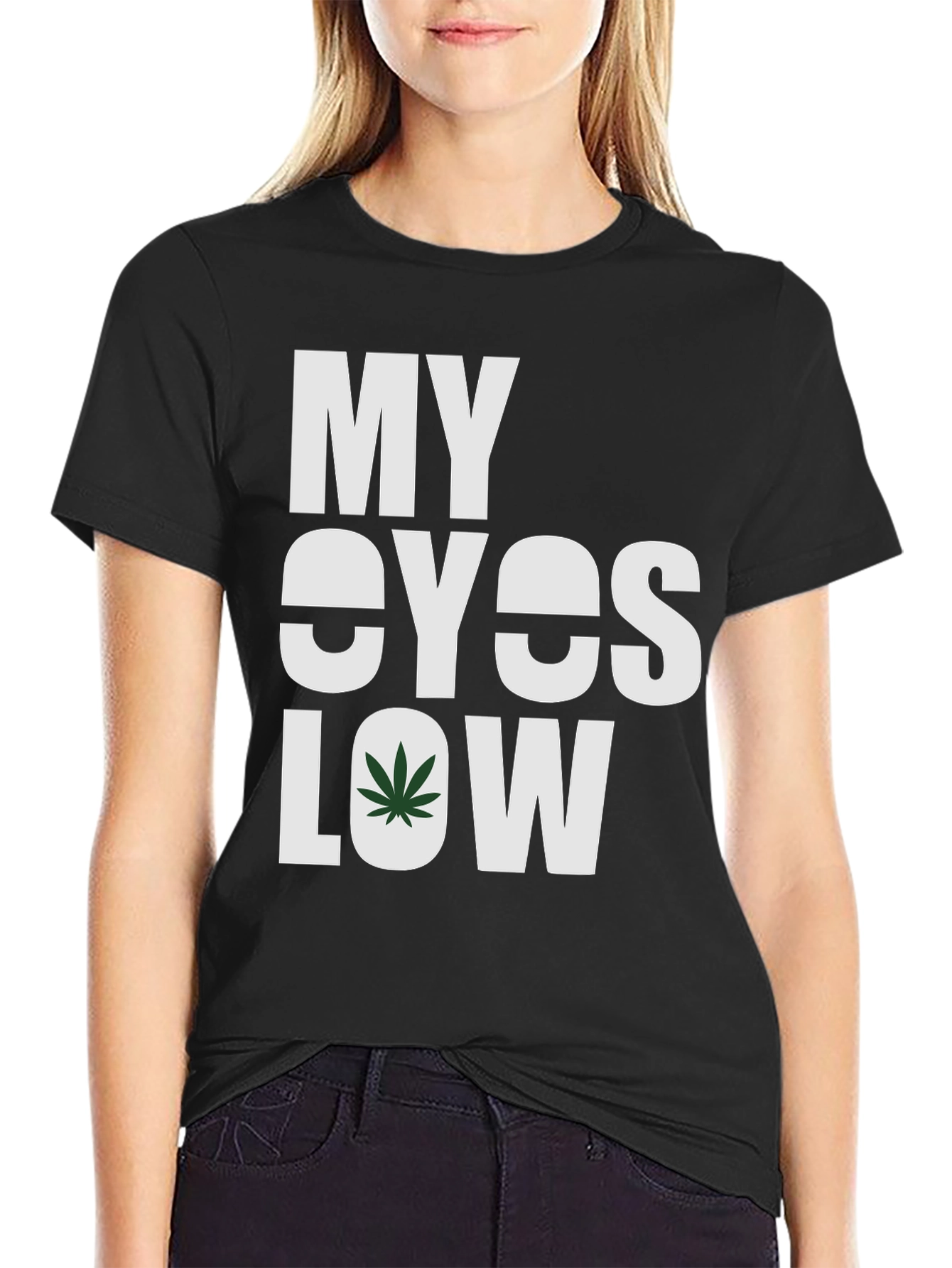 Black My Eyes Low Graphic Tee - Cannabis Inspired view 2