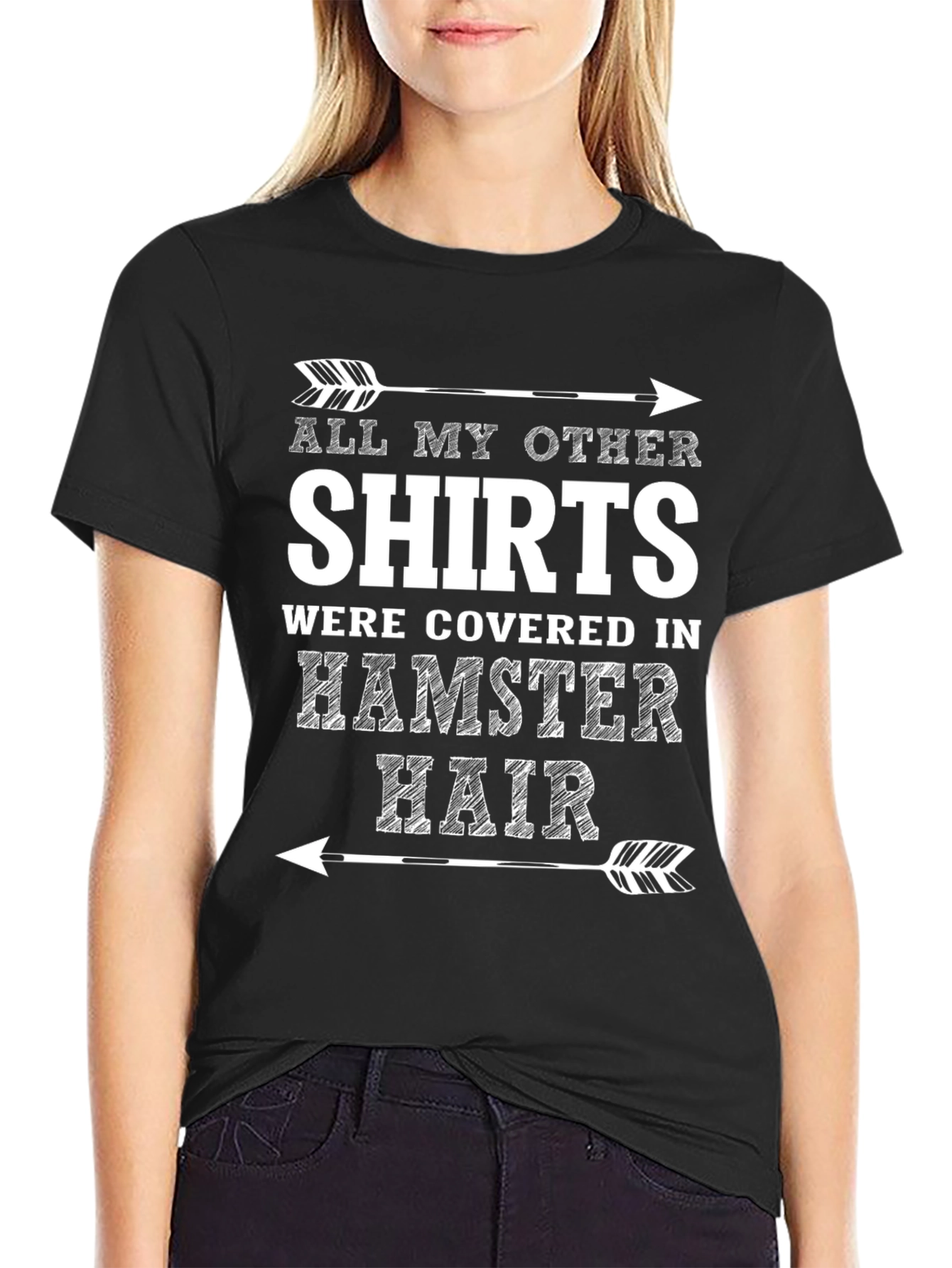 Black Hamster Hair T-Shirt - Funny Pet Owner Tee view 2