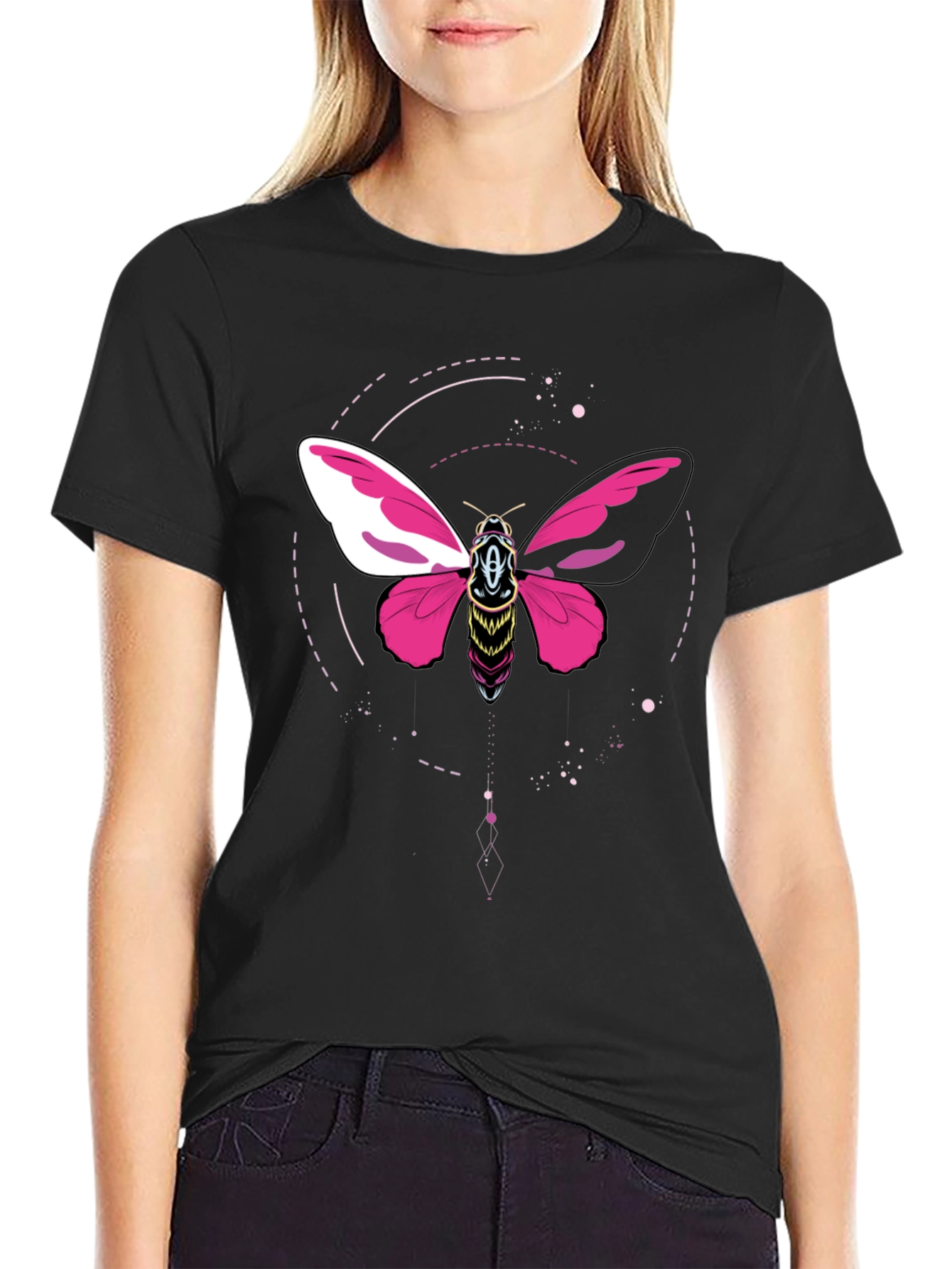 Black Moth Graphic Black T-Shirt view 2