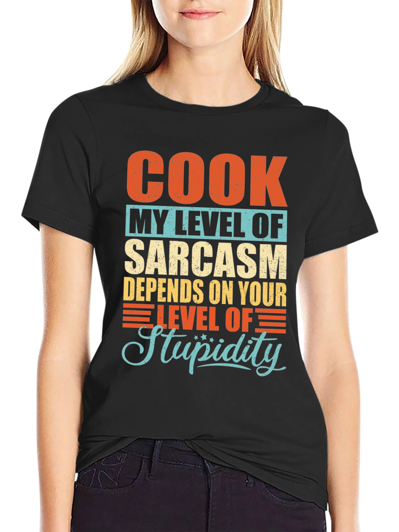 Black Cook Sarcasm Level Tee view 2