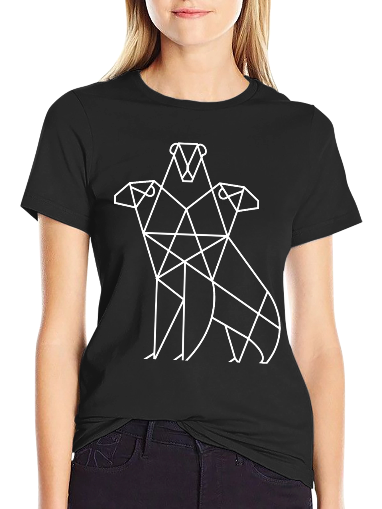Black Geometric Animal Graphic Tee - Black view 2