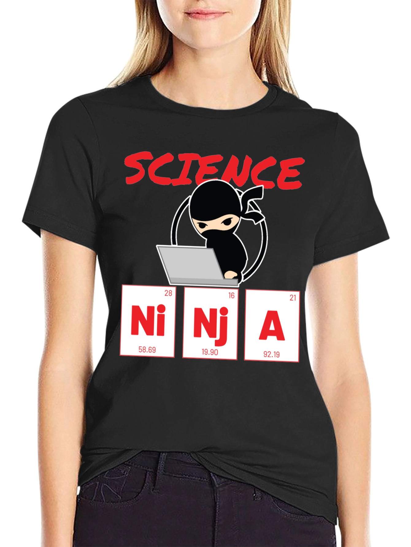 Black Science Ninja Graphic T-Shirt - Geeky Humor Tee view 2