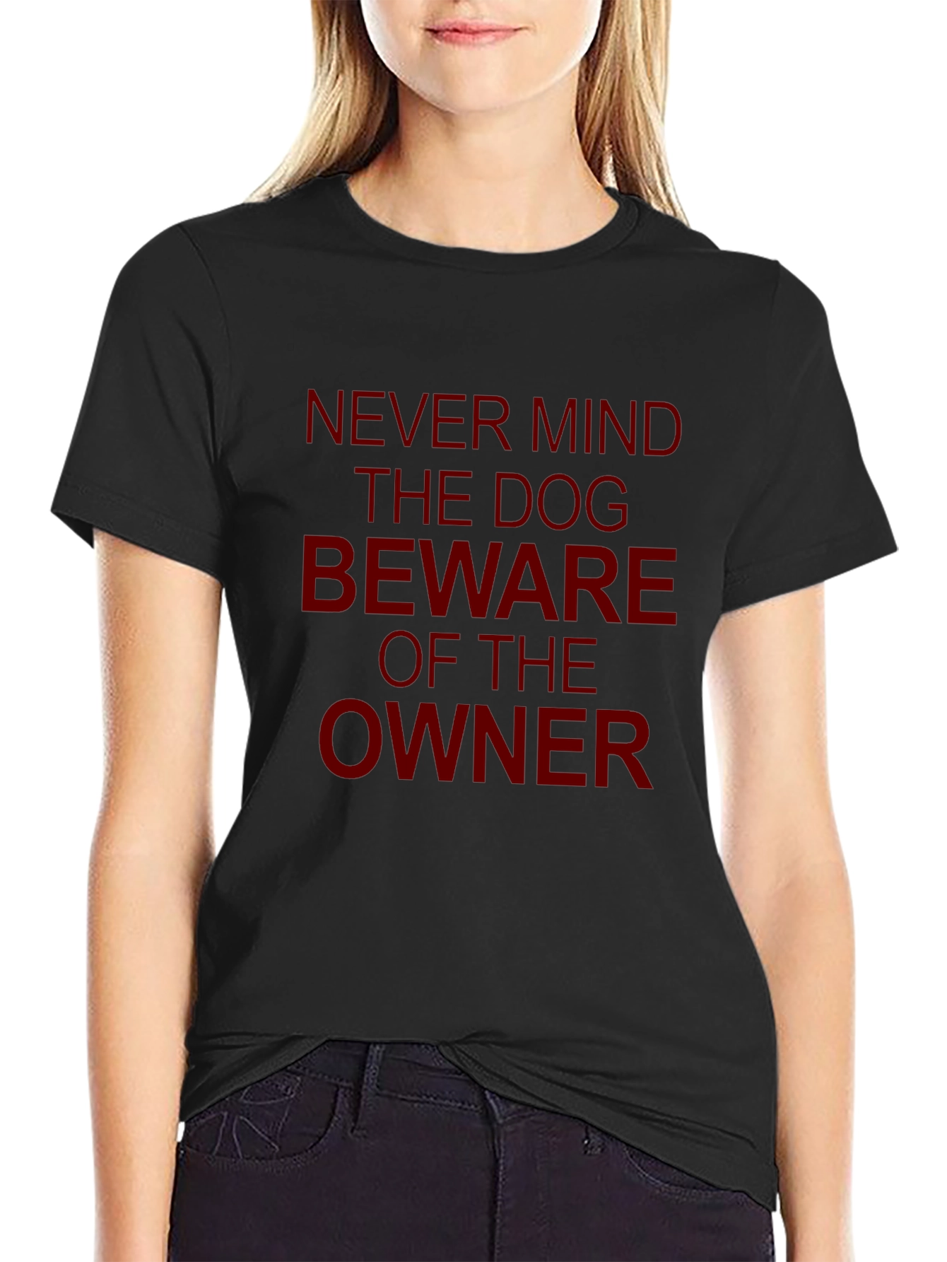 Black Funny Dog Owner Beware Graphic T-Shirt view 2