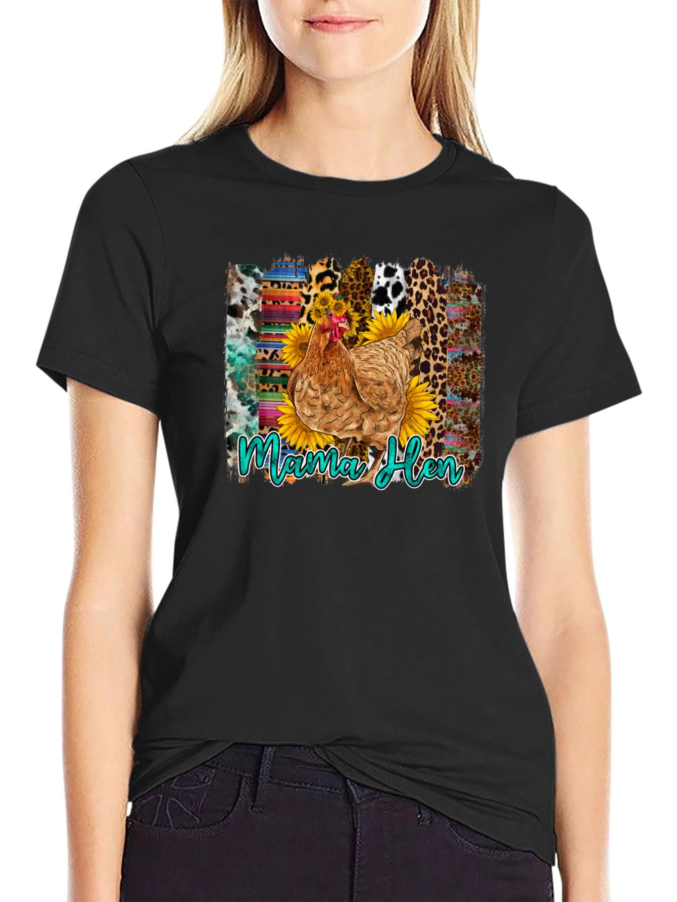 Black Mama Hen Graphic Tee: Farm Life Fashion view 2