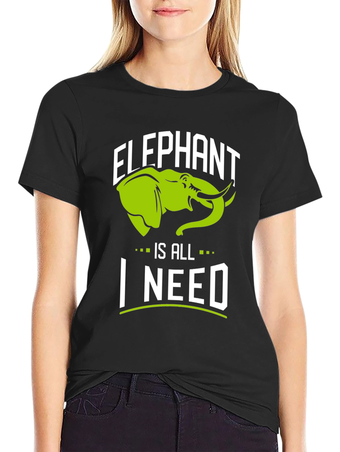 Black Elephant Is All I Need Black Graphic T-Shirt view 2