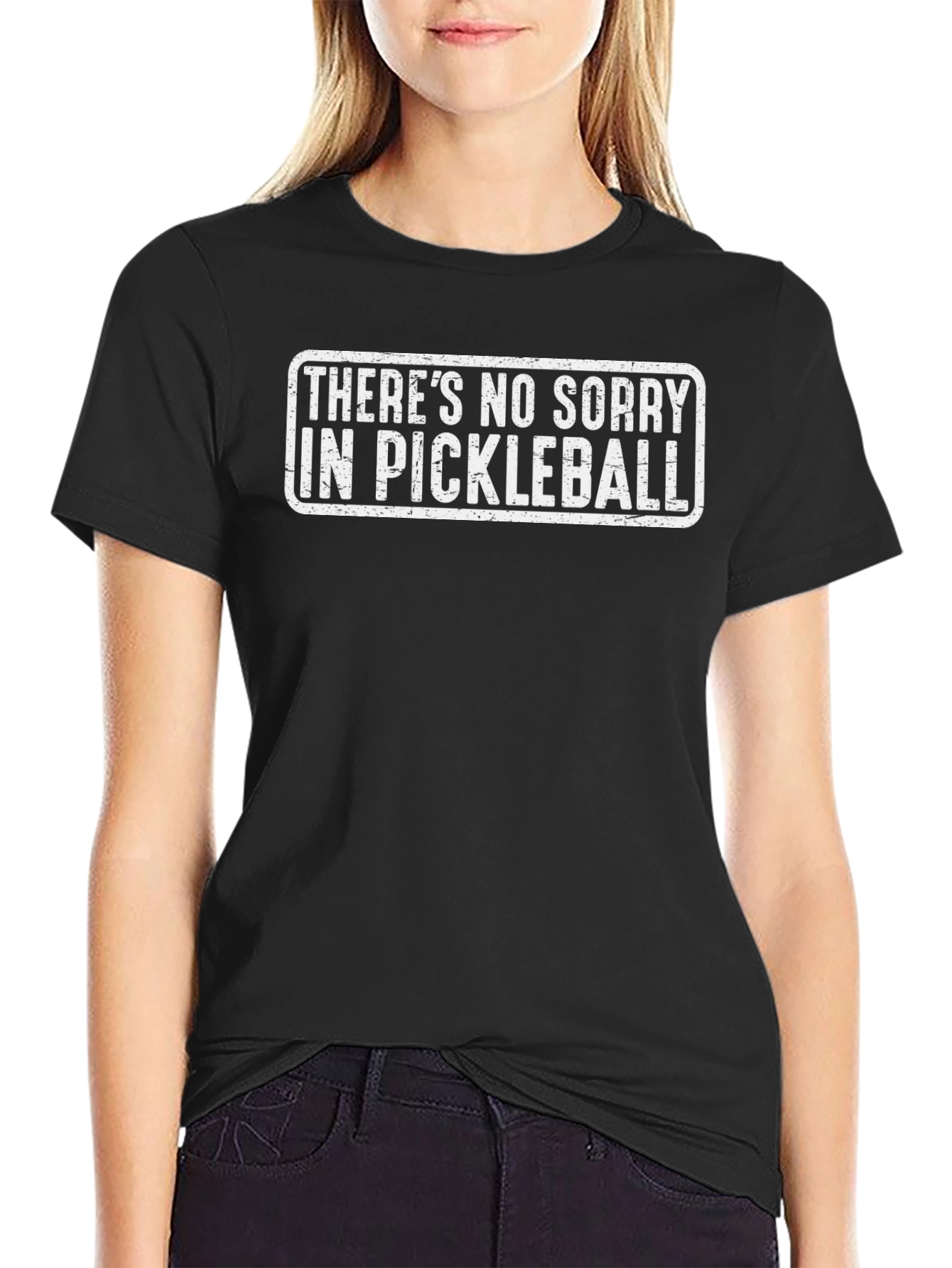 Black Funny Pickleball T-Shirt - No Sorry Design view 2