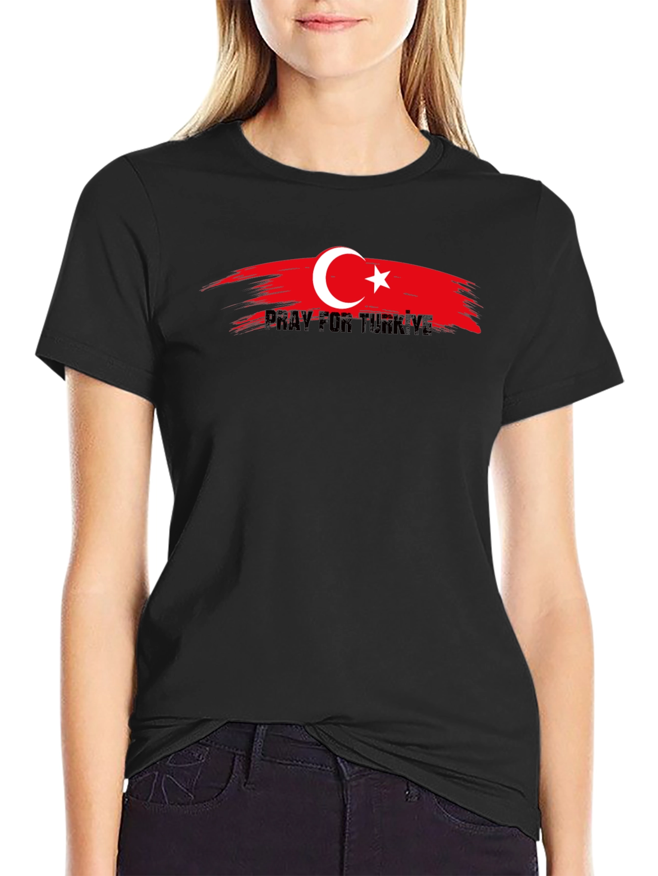 Black Pray for Turkiye Black T-Shirt view 2