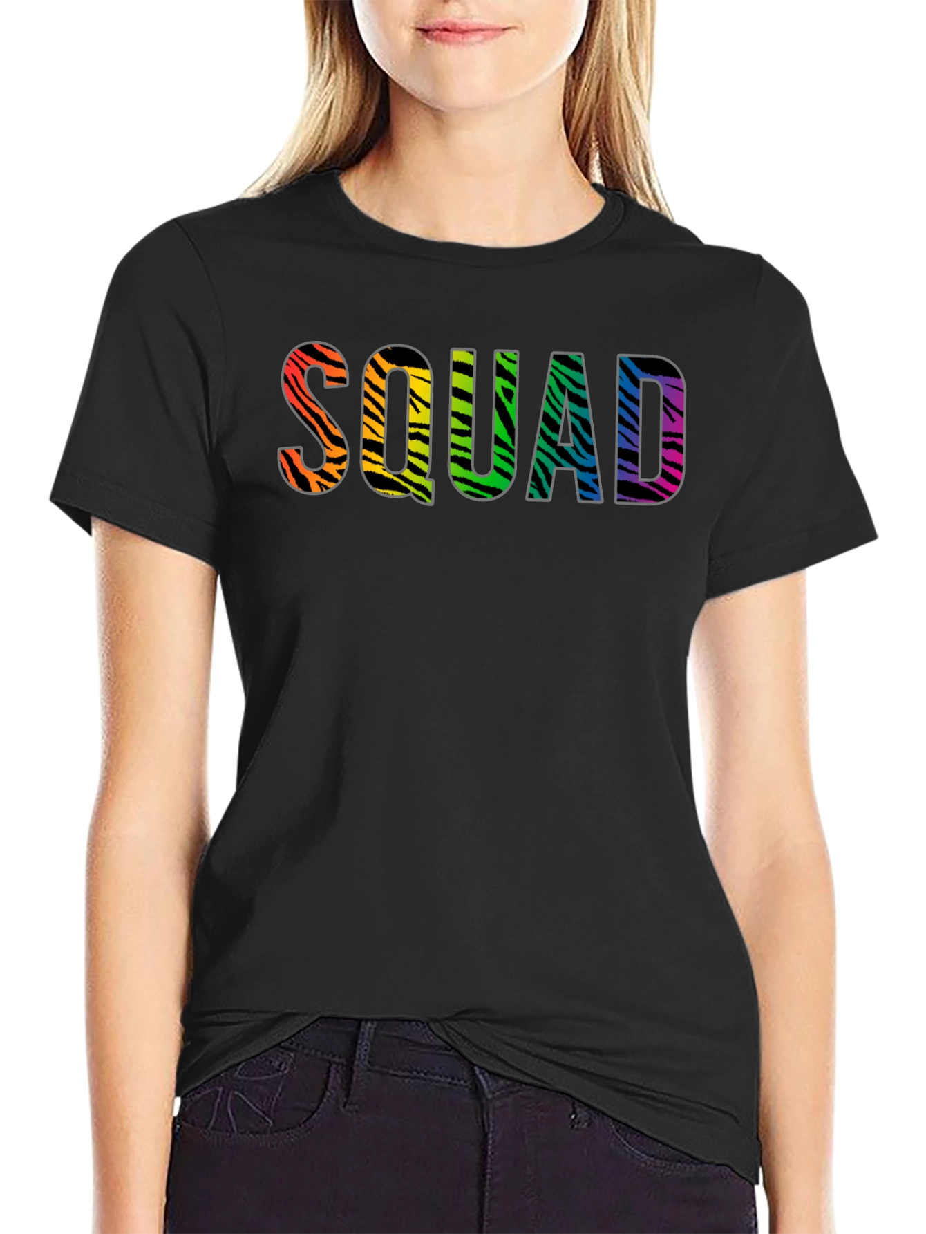 Black Squad Zebra Rainbow Graphic Tee view 2