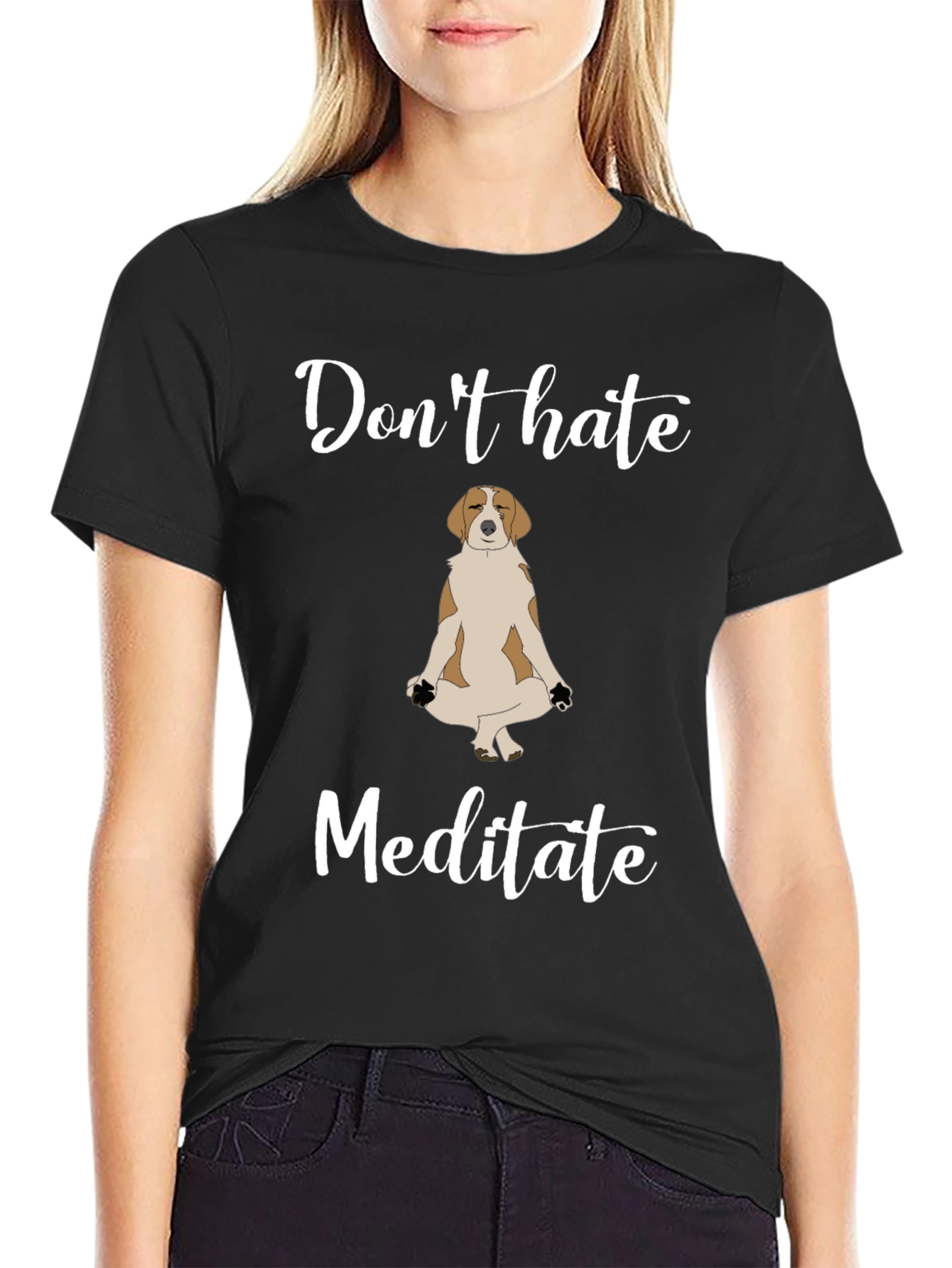 Black Don't Hate Meditate Graphic Tee - Unisex Cotton T-Shirt view 2