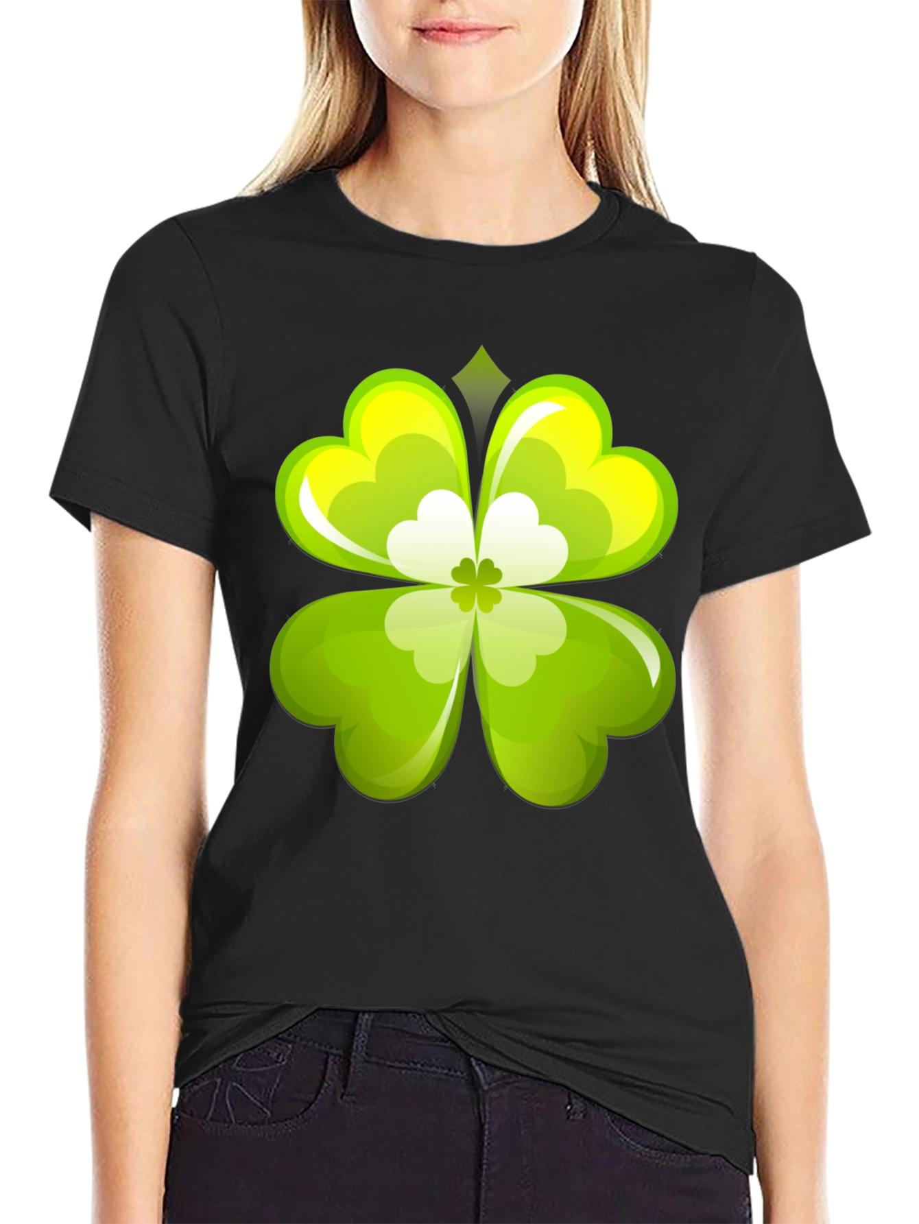 Black Lucky Clover Graphic Tee - Black view 2