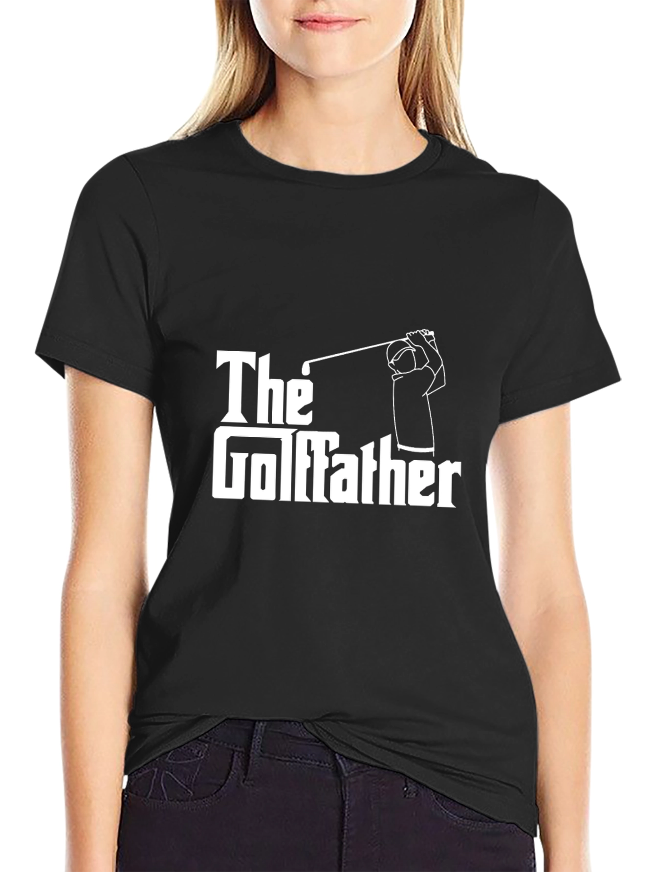 Black The Golfather Funny Golf T-Shirt view 2