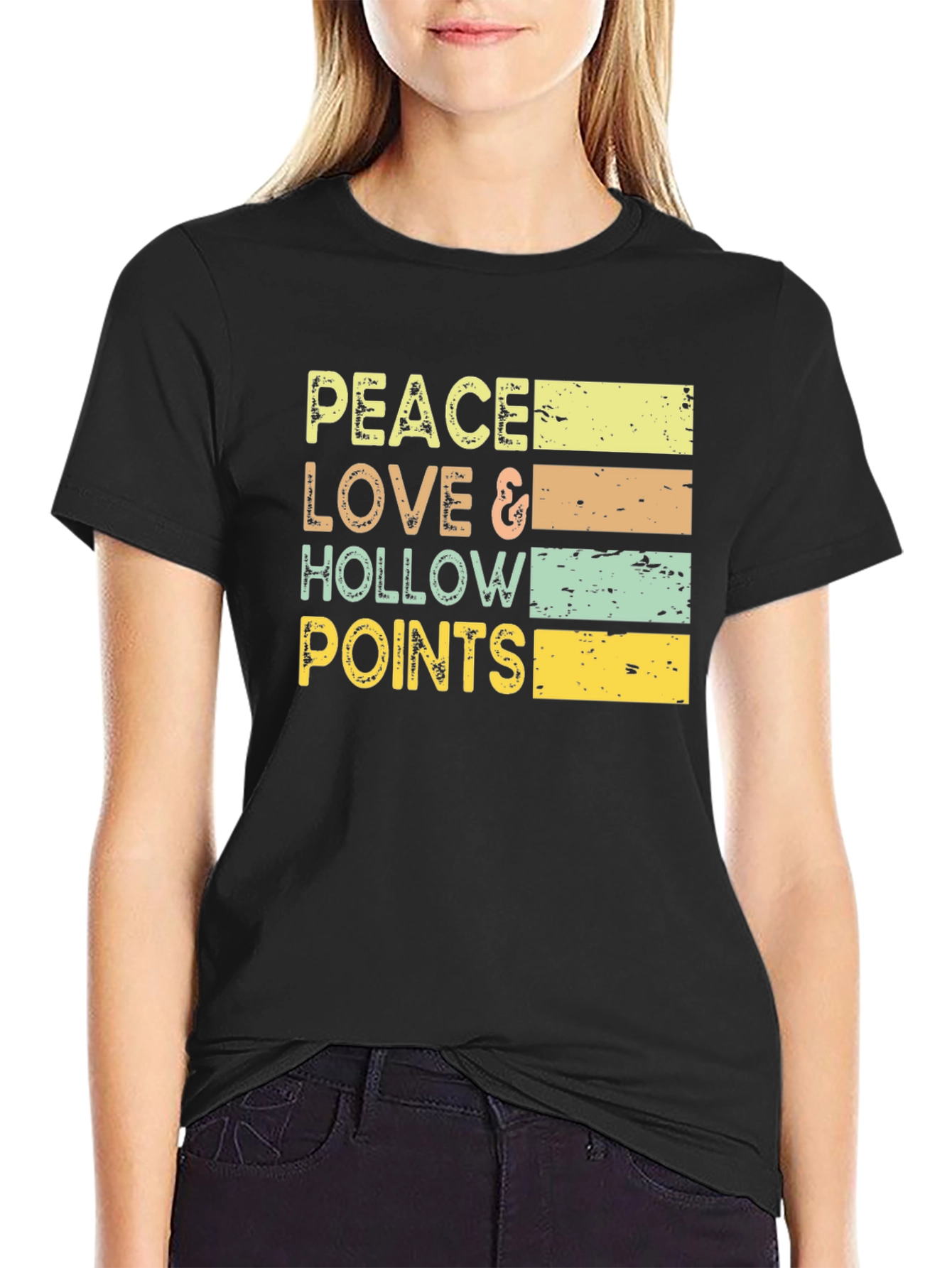Black Peace Love Hollow Points Graphic Tee view 2
