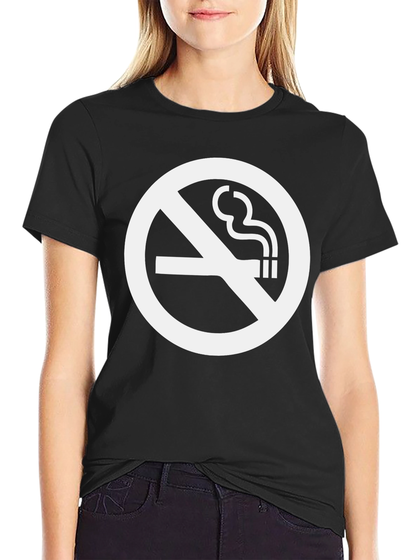 Black No Smoking Graphic Tee - Classic Black T-Shirt view 2