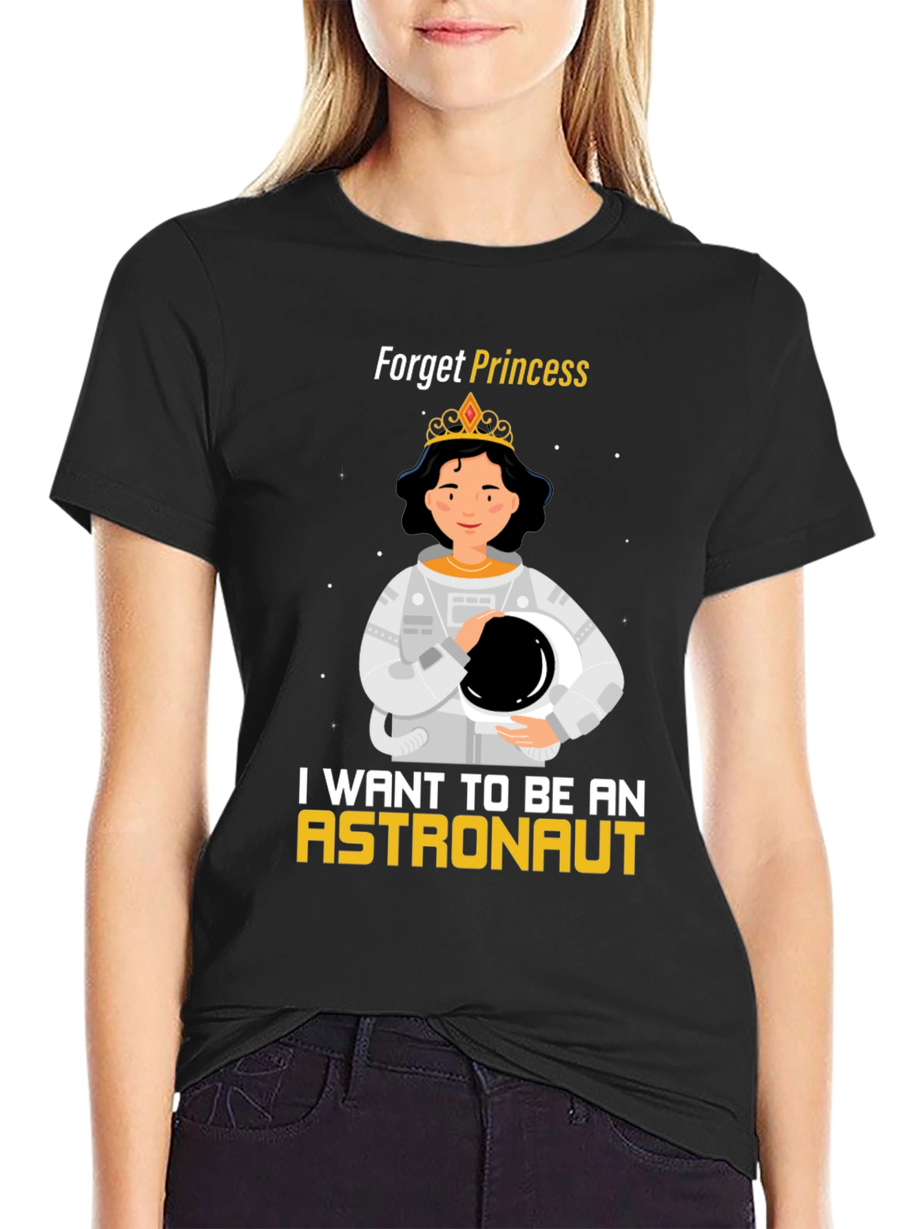 Black Forget Princess, Astronaut T-Shirt view 2