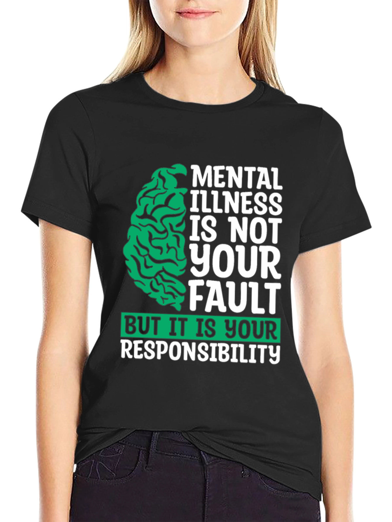 Black Mental Health Responsibility Graphic Tee view 2