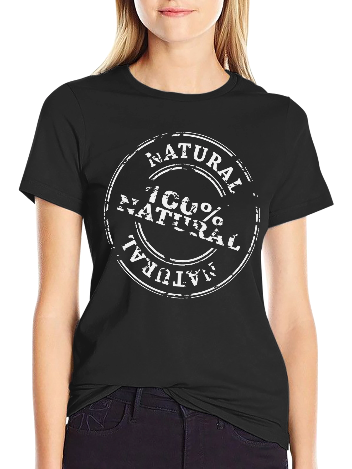 Black 100% Natural Graphic Print T-Shirt view 2
