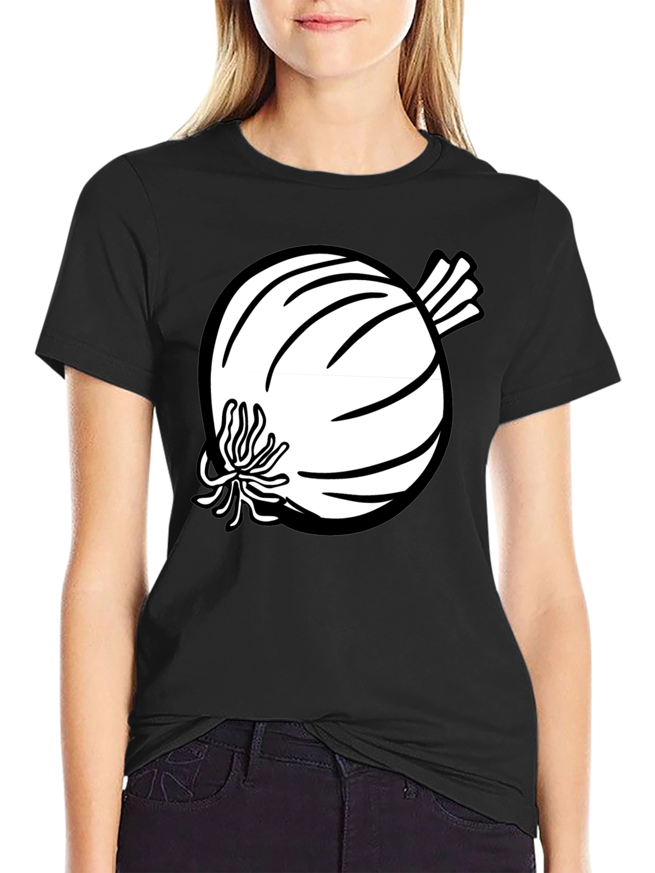 Black Onion Graphic Tee - Black Cotton Blend T-Shirt view 2