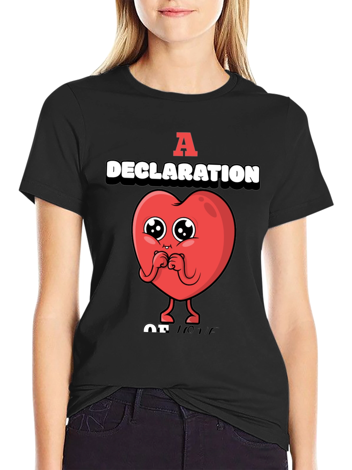 Black A Declaration of Love Graphic T-Shirt view 2