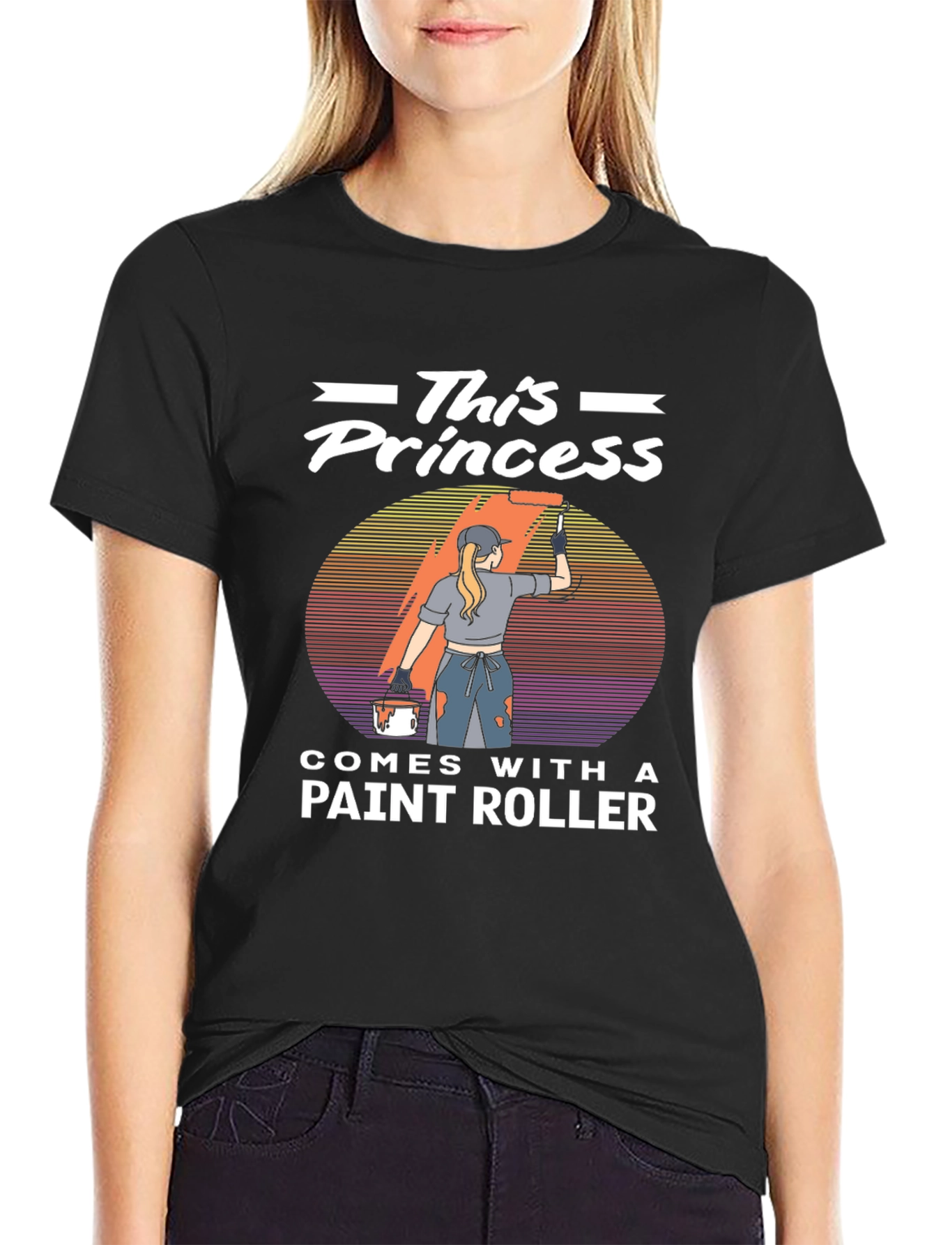 Black This Princess Comes With A Paint Roller T-Shirt view 2