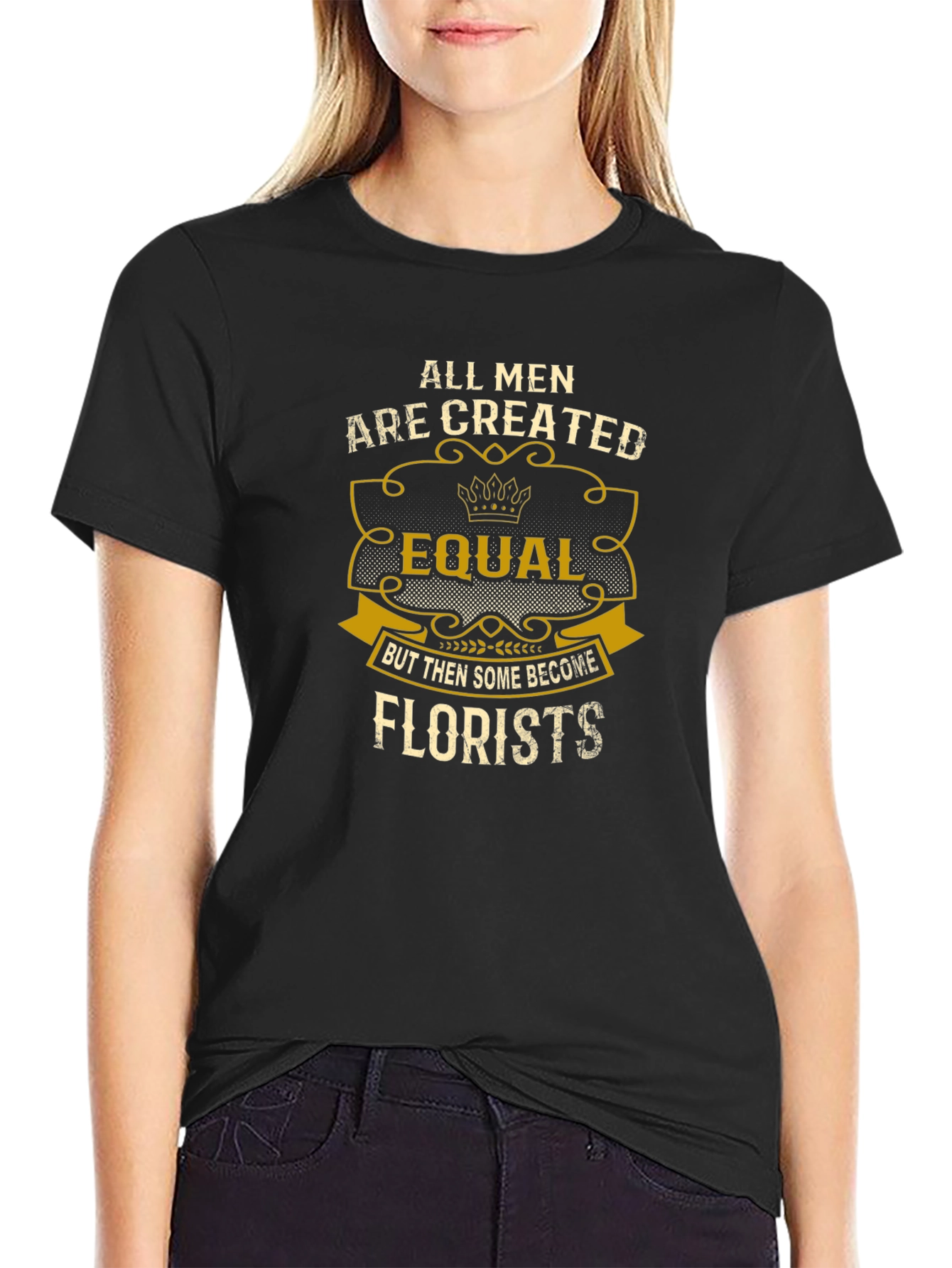 Black All Men Are Created Equal Florist T-Shirt view 2