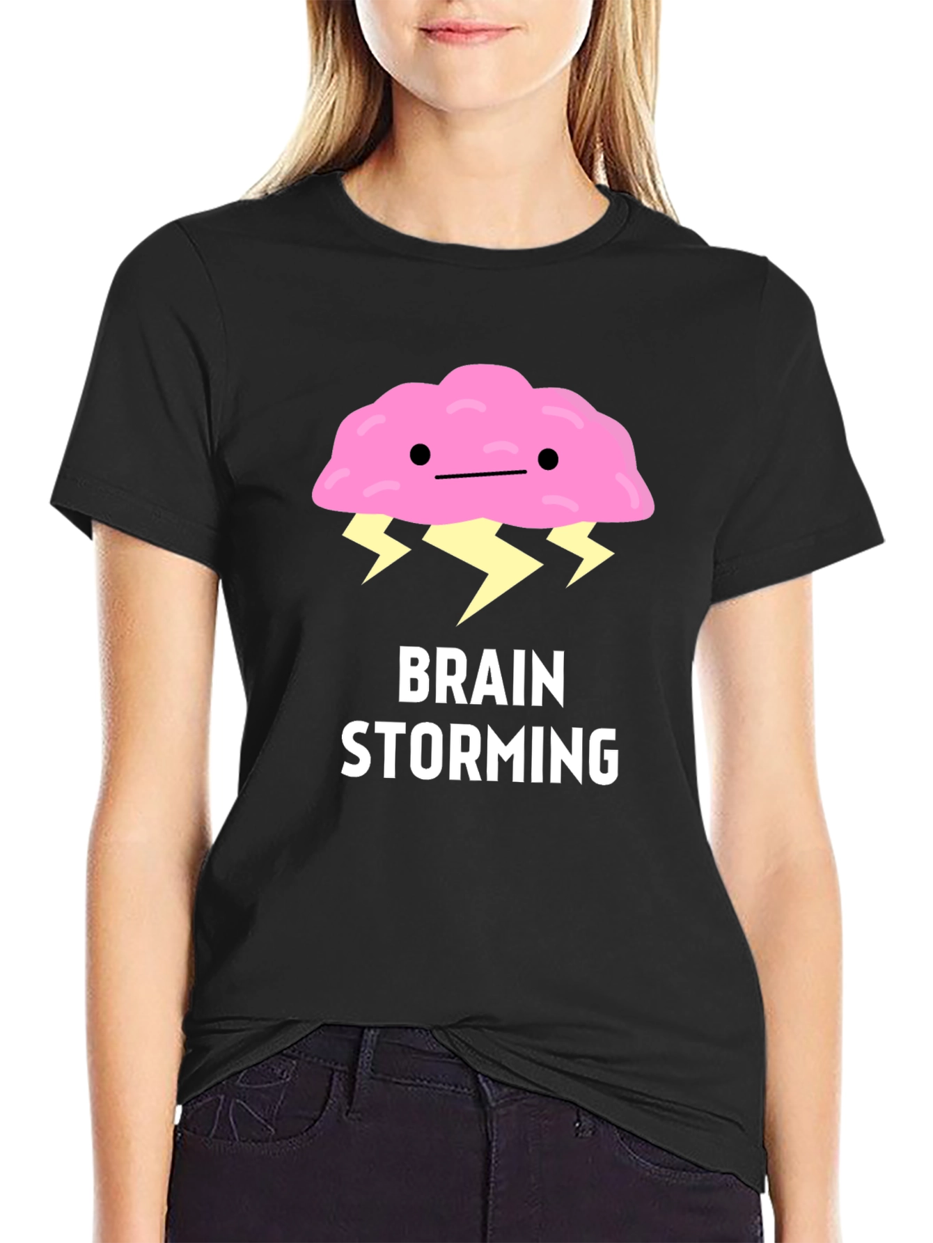 Black Brain Storming Graphic T-Shirt view 2