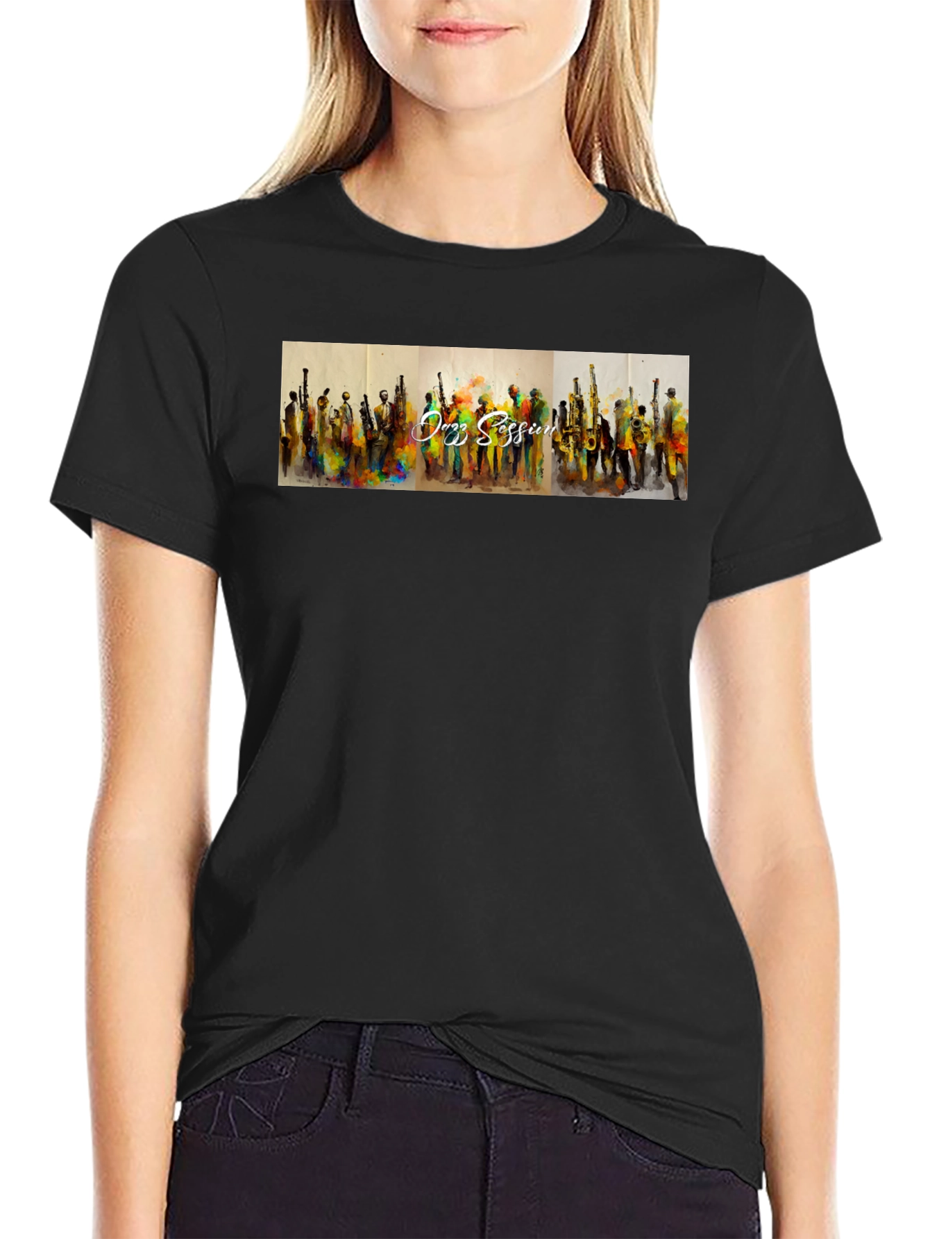 Black Jazz Session Black T-Shirt - Music Lovers view 2