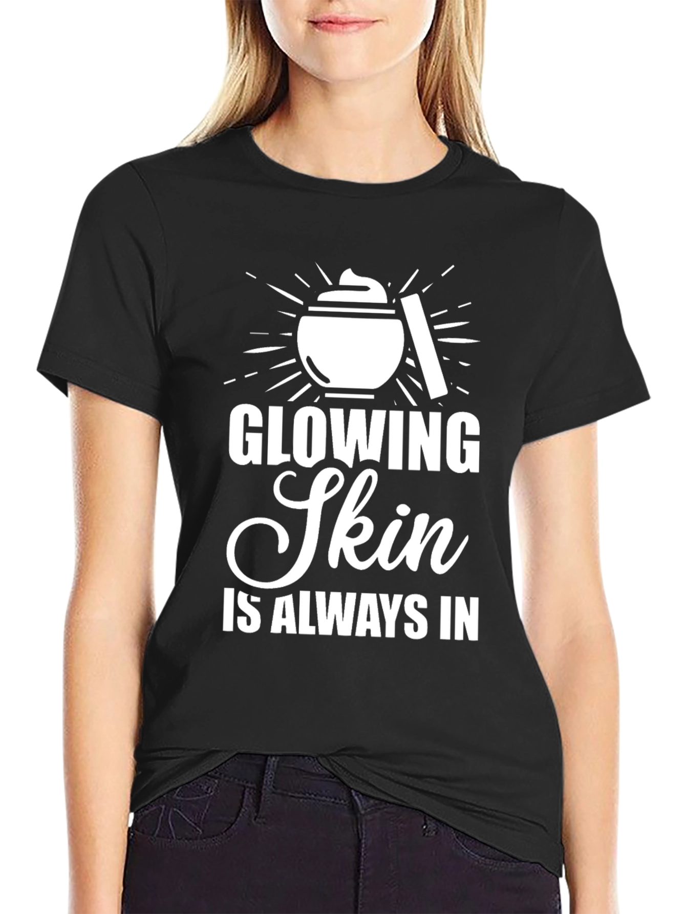 Black Glowing Skin T-Shirt - Beauty & Style view 2