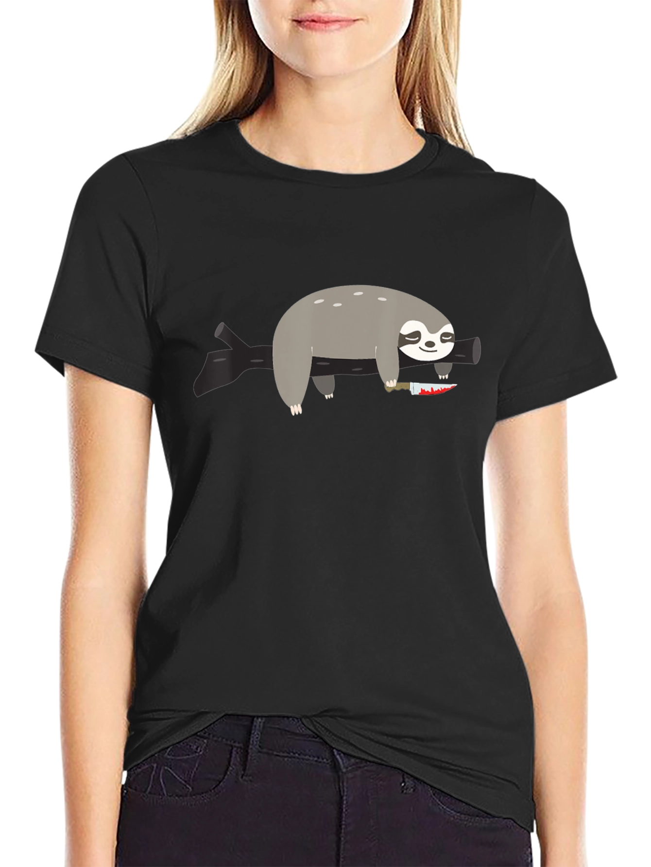 Sloth with Knife Graphic Tee - Funny & Edgy - 2