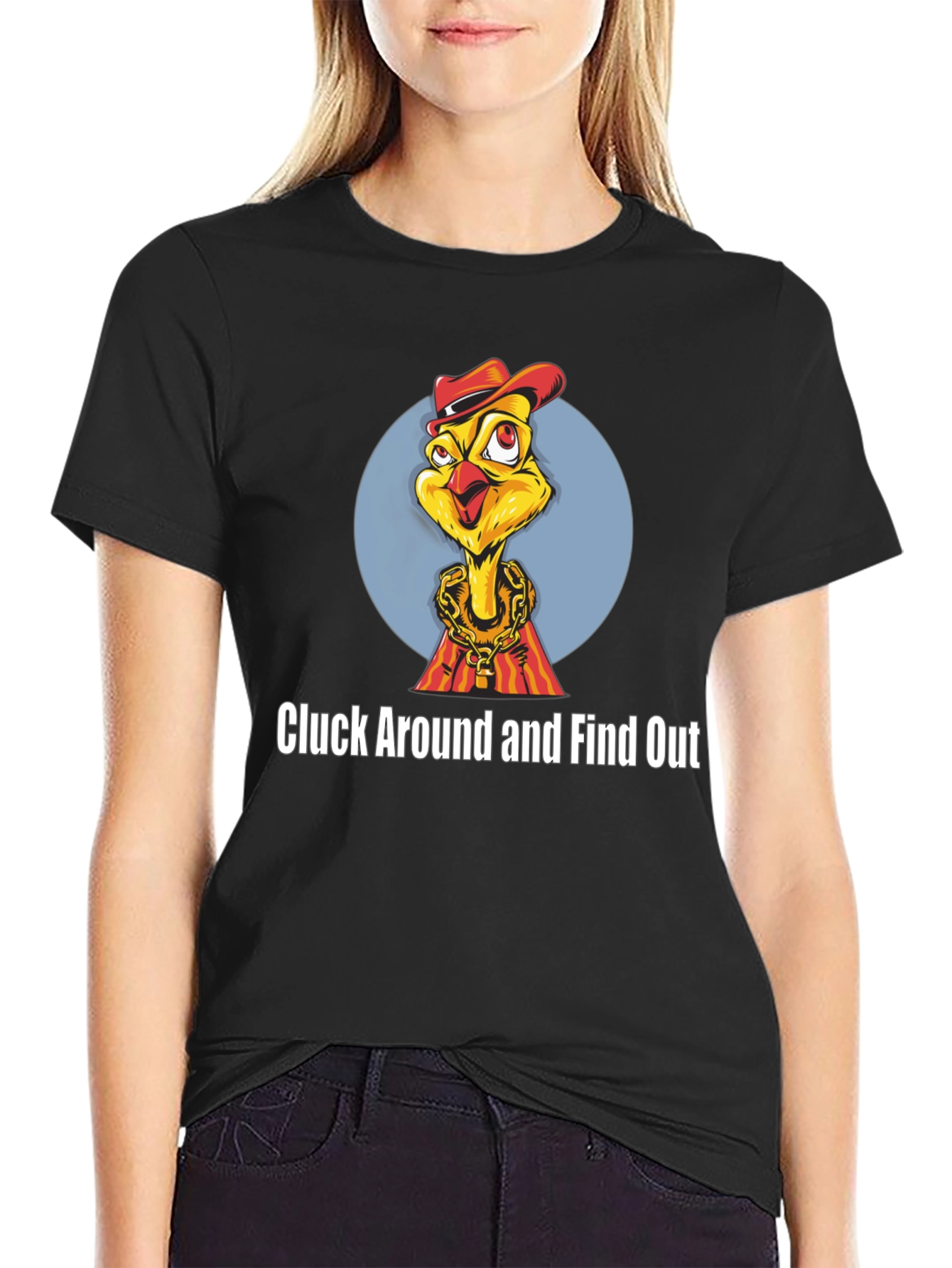 Black Cluck Around Chicken T-Shirt view 2