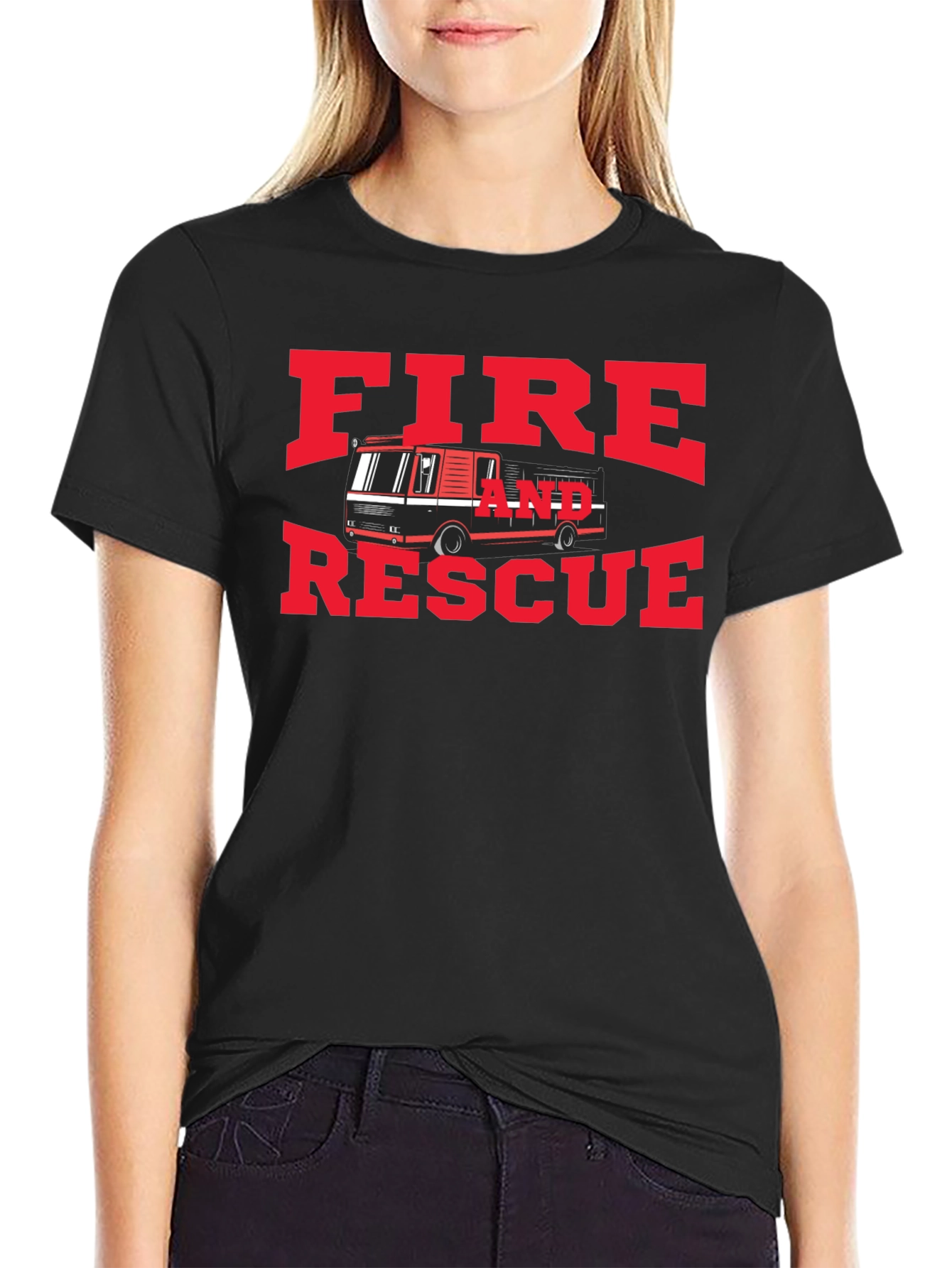 Black Fire and Rescue Graphic T-Shirt view 2