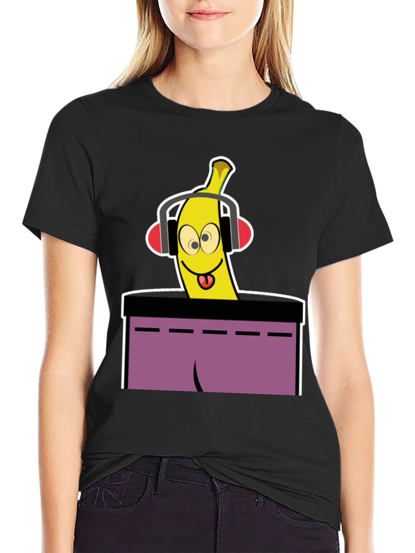 Black DJ Banana T-Shirt - Quirky Graphic Tee view 2