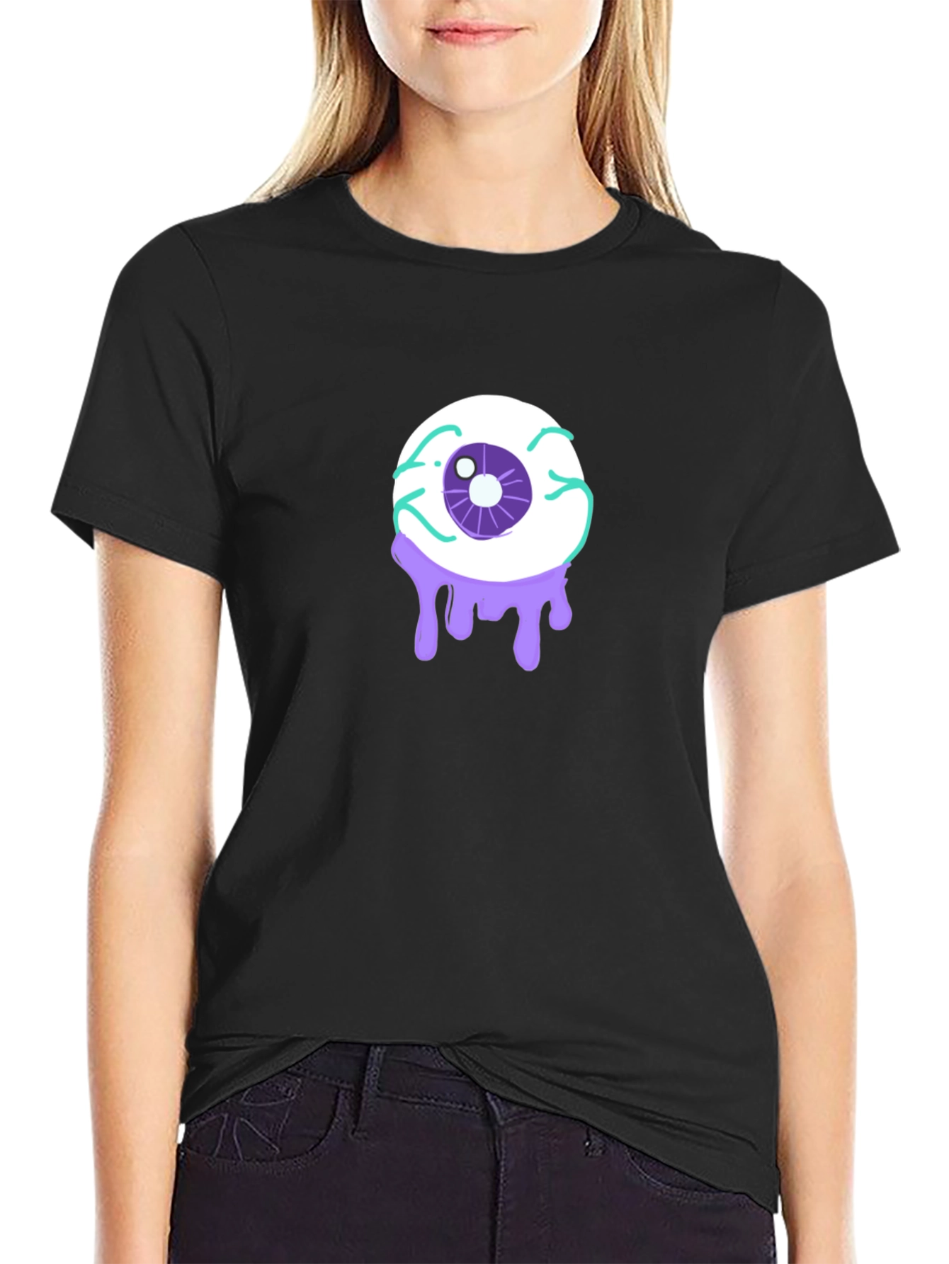 Black Eyeball Drip Graphic T-Shirt - Black view 2