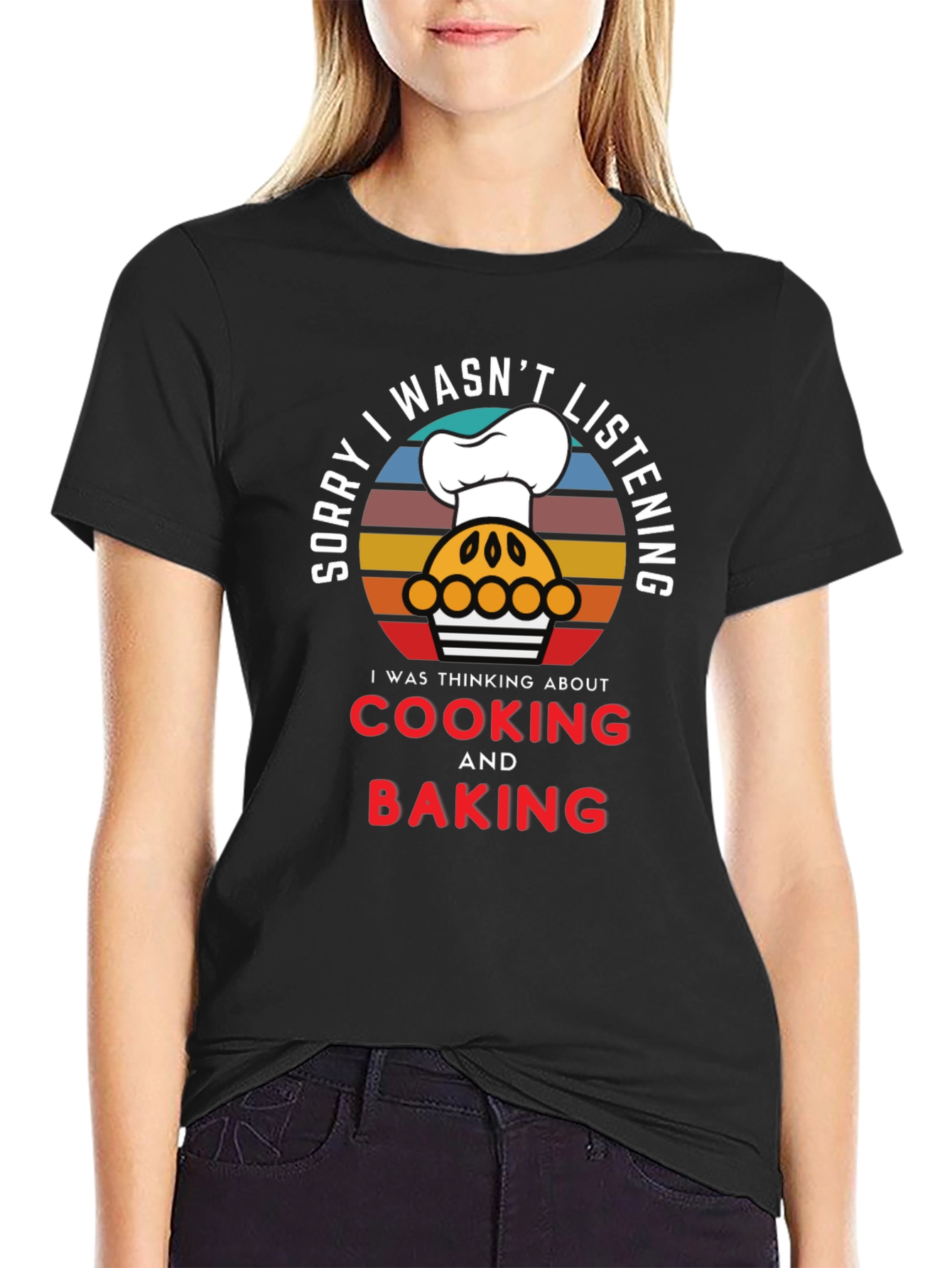 Black Cooking & Baking T-Shirt, Funny Chef Tee view 2