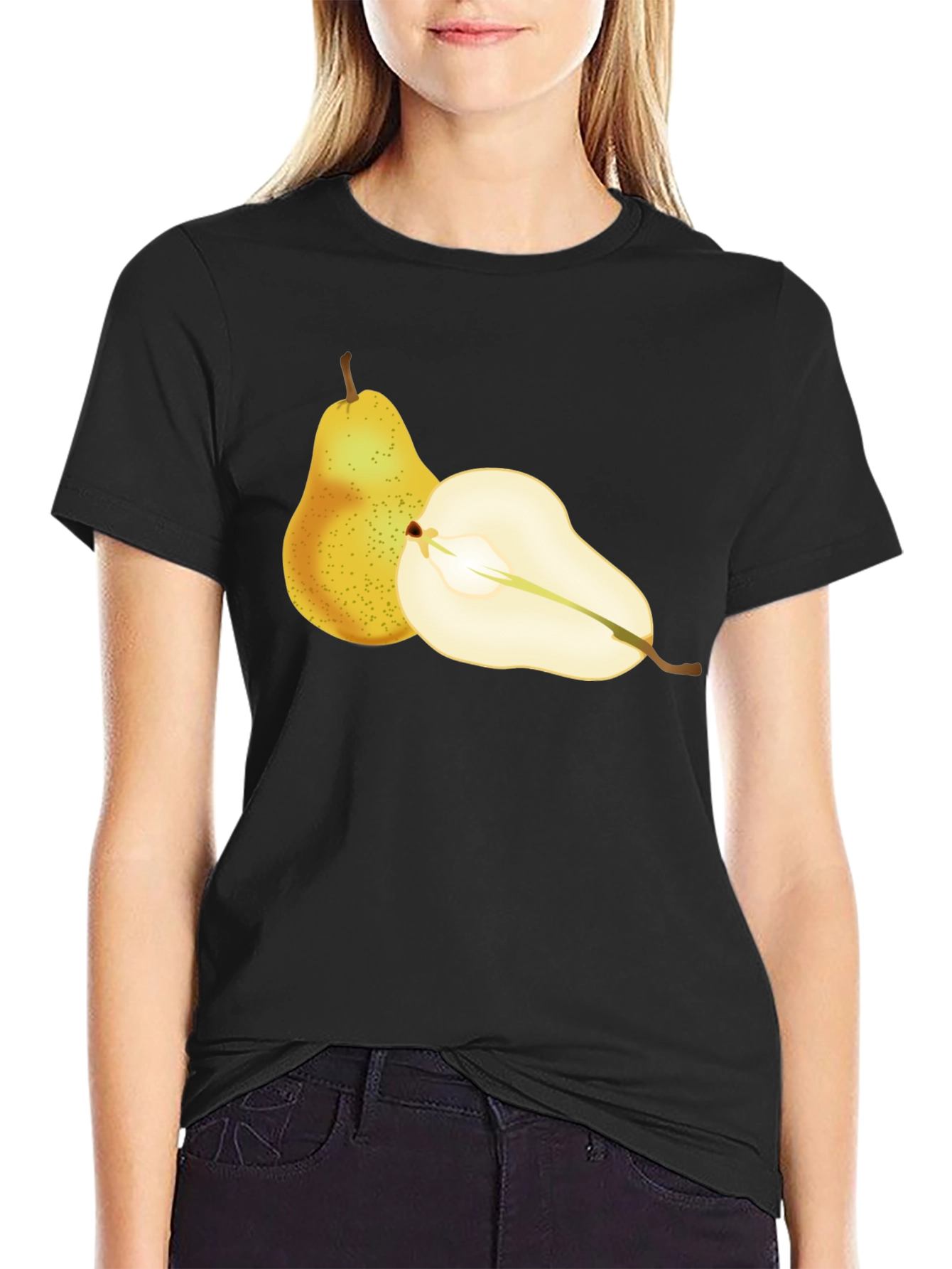 Black Pear Graphic T-Shirt - Fresh Fruit Design view 2