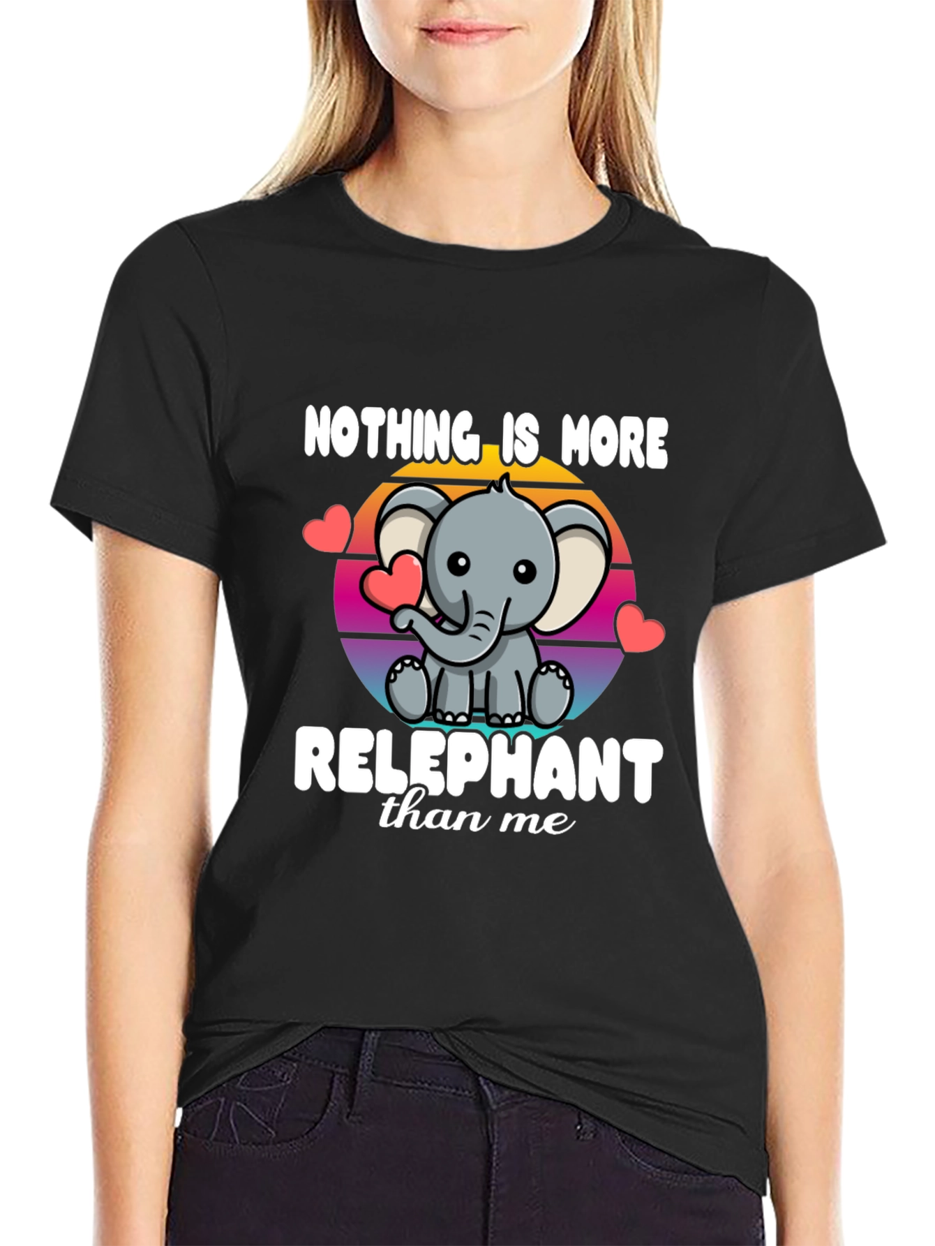 Black Relephant T-Shirt - Cute Elephant Design view 2