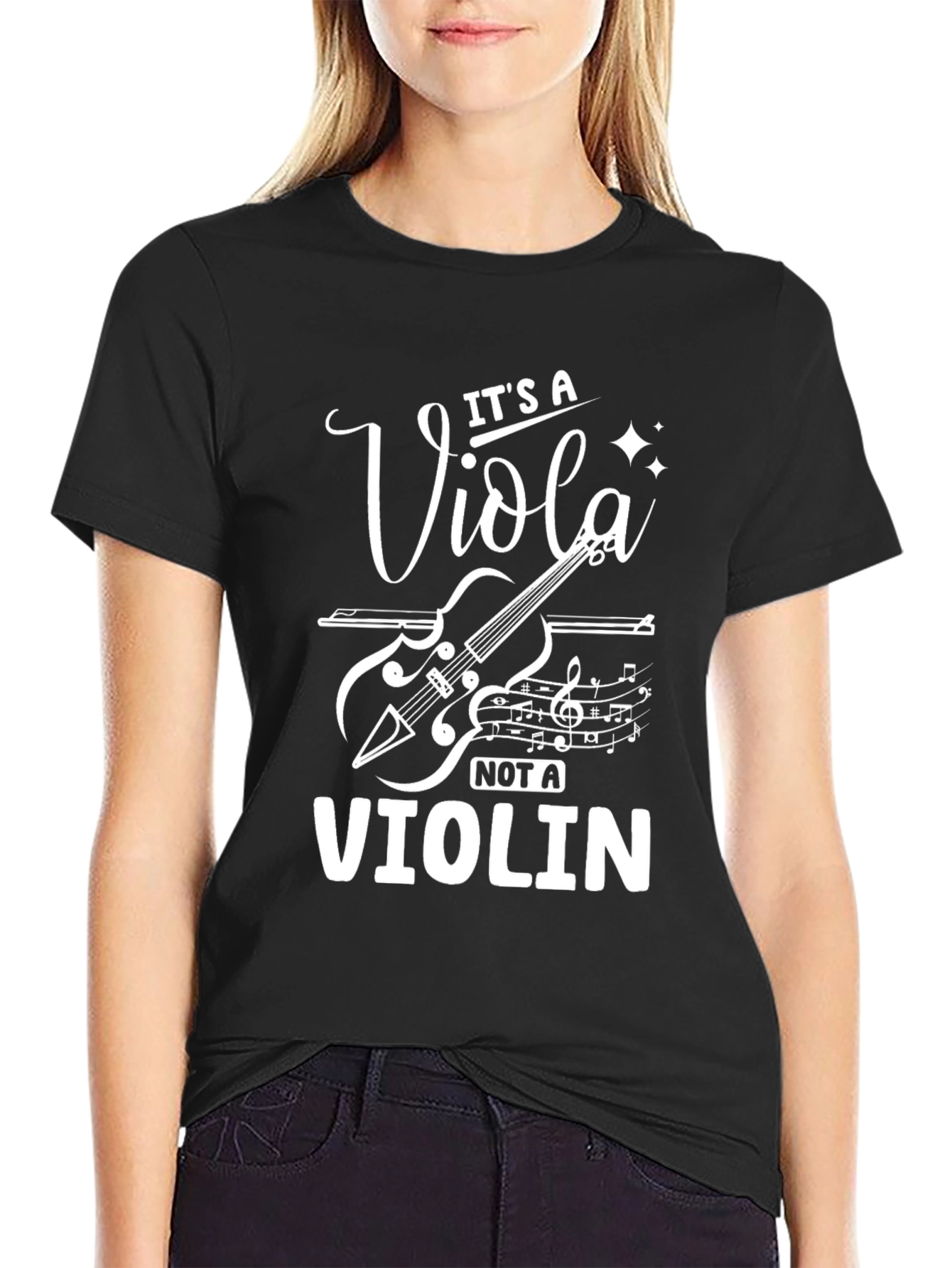 Black It's a Viola Not a Violin Funny Musician T-Shirt view 2