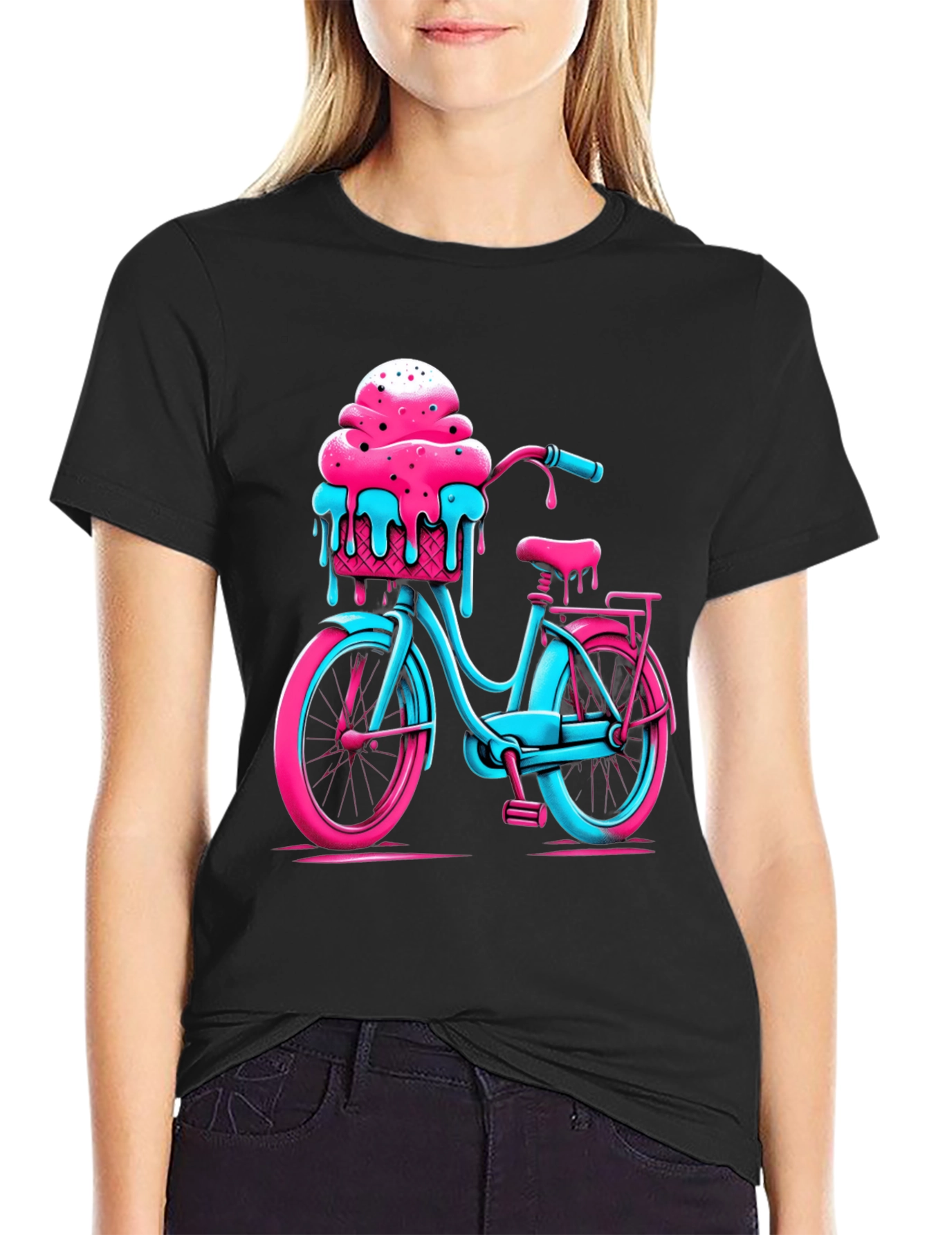 Black Ice Cream Bike Graphic Tee - Cool Summer Vibes view 2